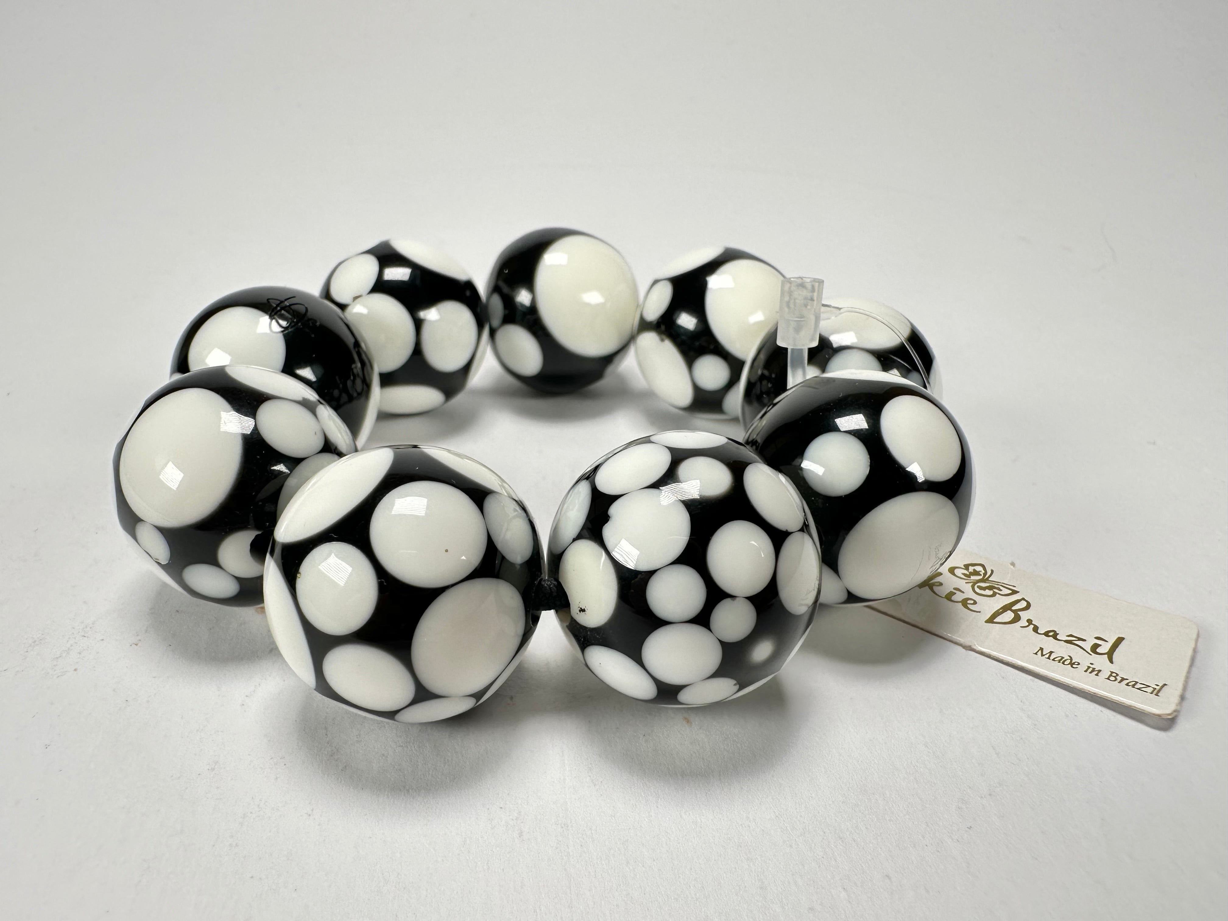 Jackie Brazil "Spots" Spotted Balls On Elastic Resin  Bracelet ( B1470 )