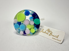 Jackie Brazil "Acrobatic" Flat Round Petite Blue Balls Spots Resin Ring ( R2536 ) Size UK P / US 7.5