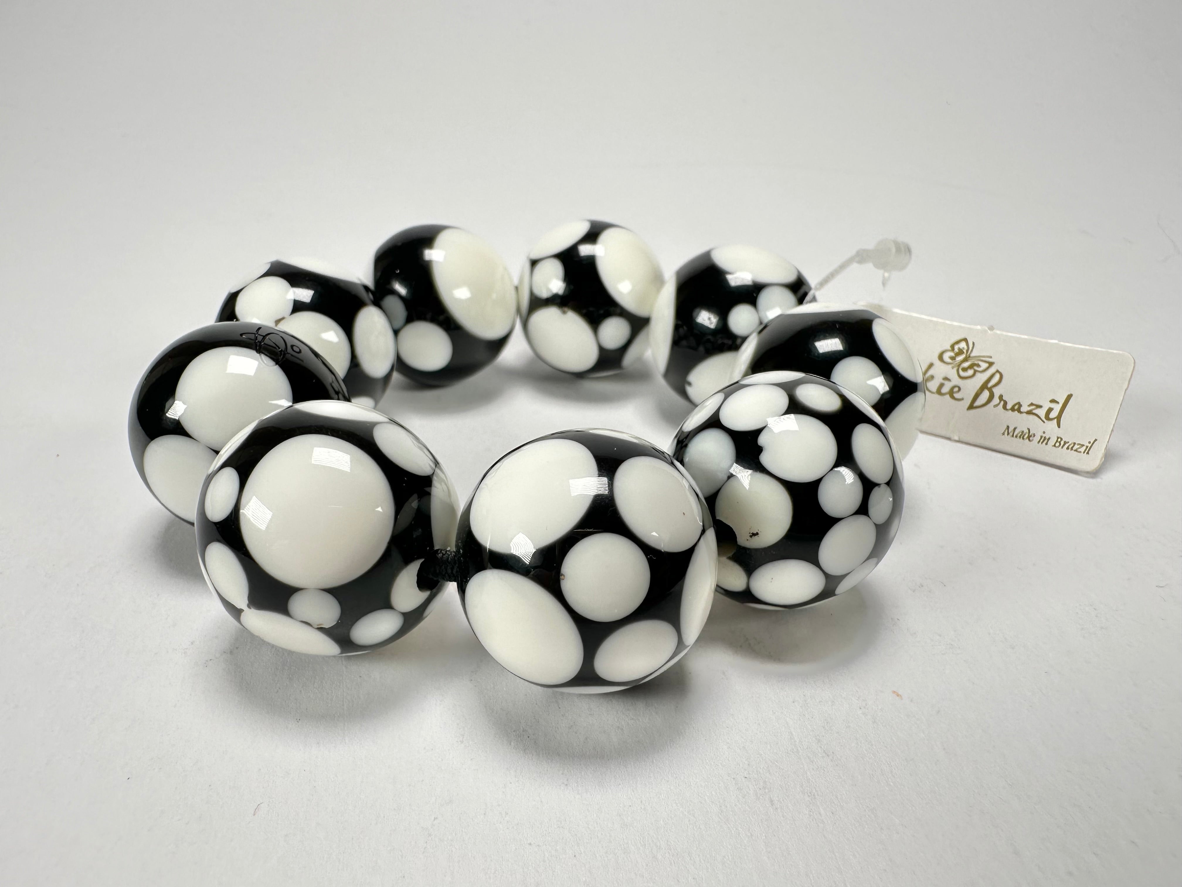 Jackie Brazil "Spots" Spotted Balls On Elastic Resin  Bracelet ( B1470 )