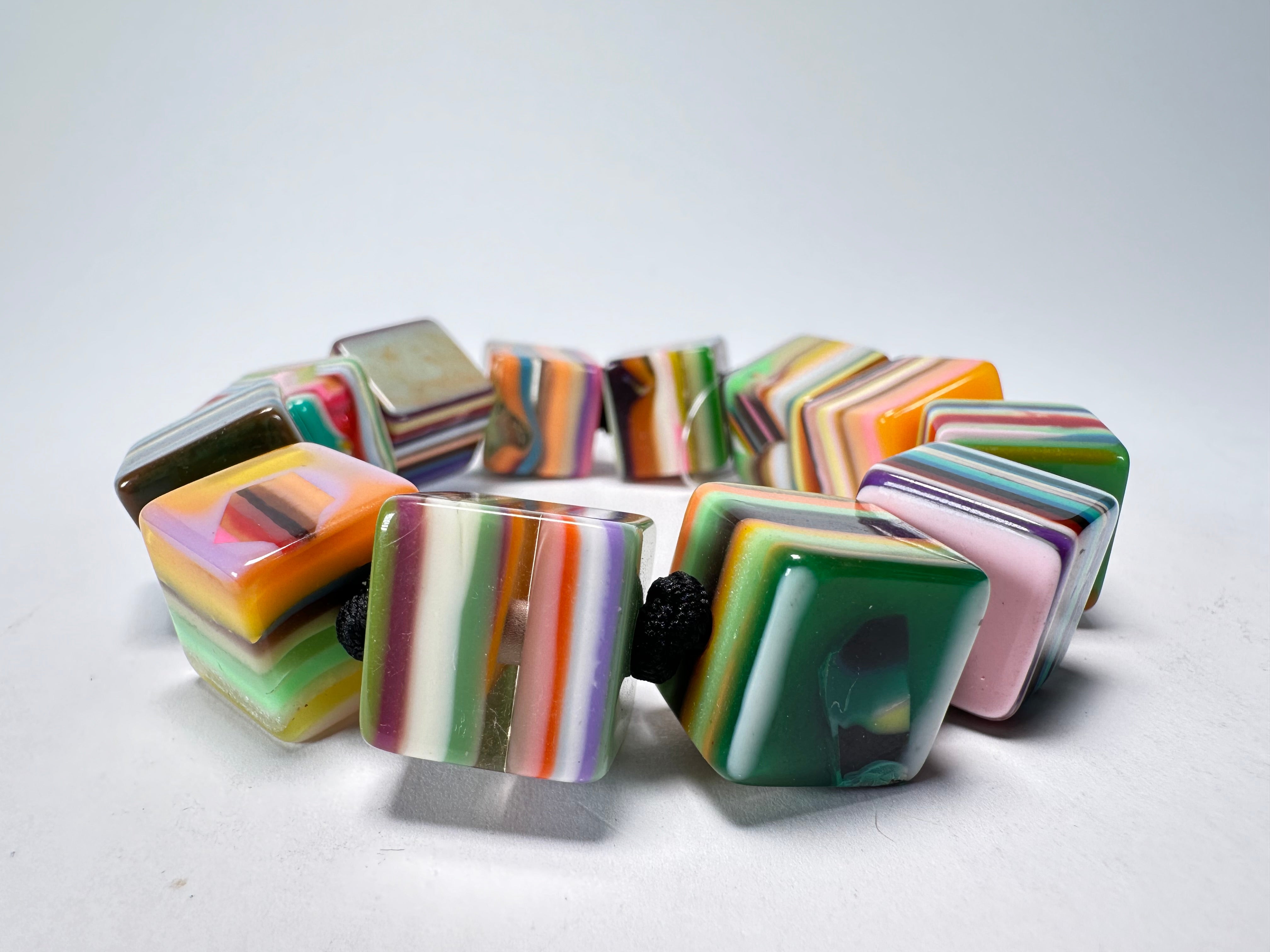 Jackie Brazil "POP" Liquorice Mix Colours Small Cubes Bracelet ( B0224 )