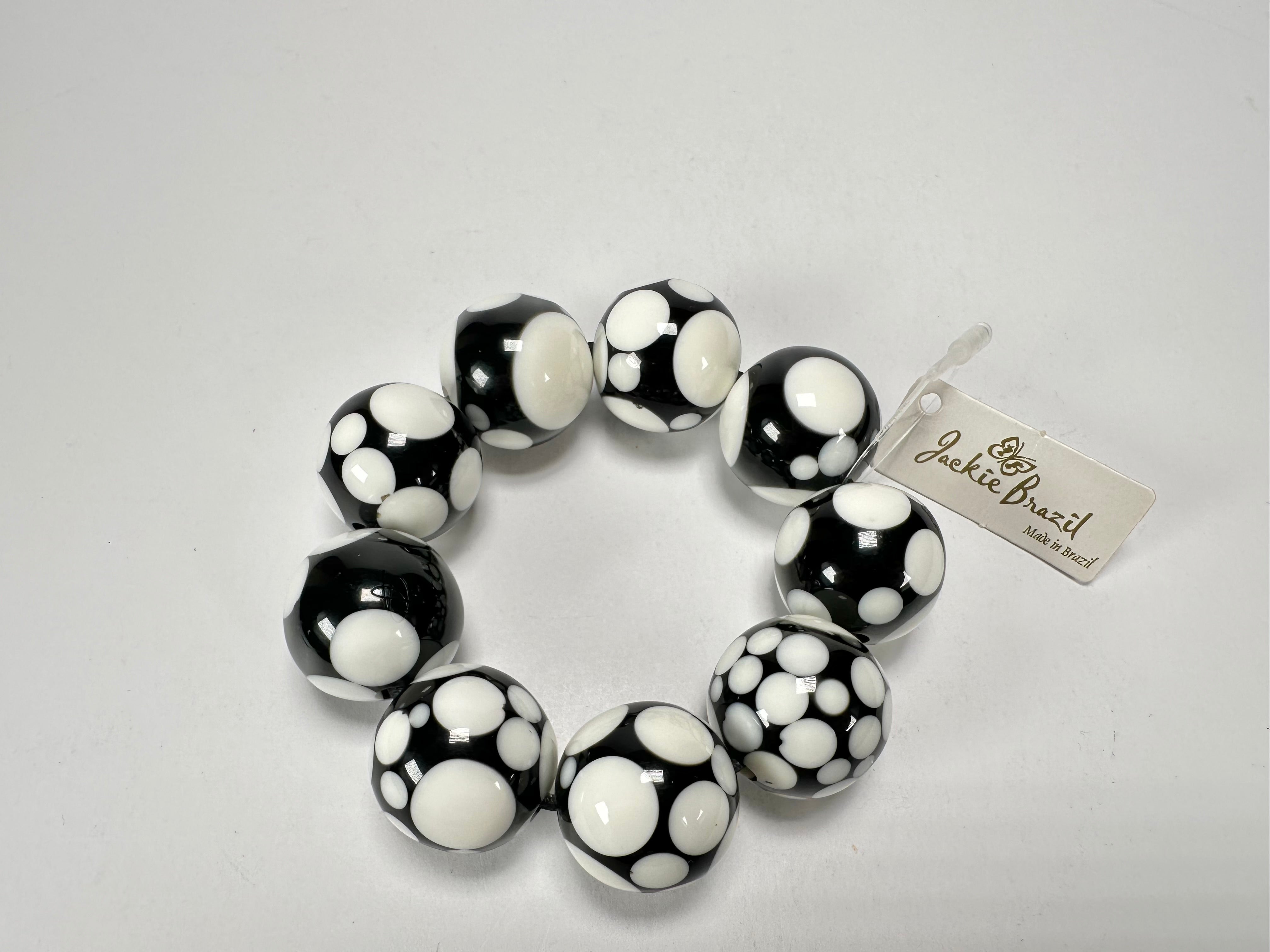 Jackie Brazil "Spots" Spotted Balls On Elastic Resin  Bracelet ( B1470 )