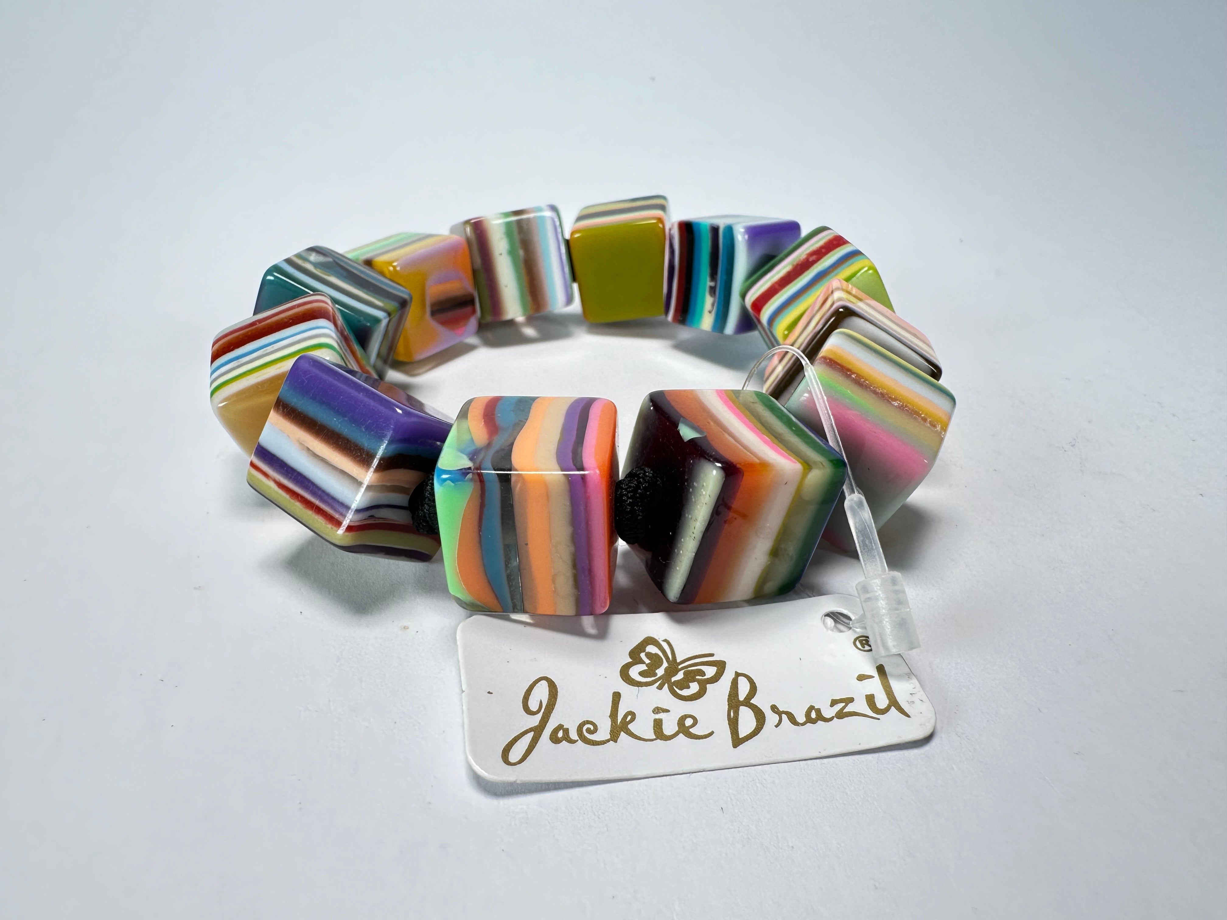 Jackie Brazil "POP" Liquorice Mix Colours Small Cubes Bracelet ( B0224 )