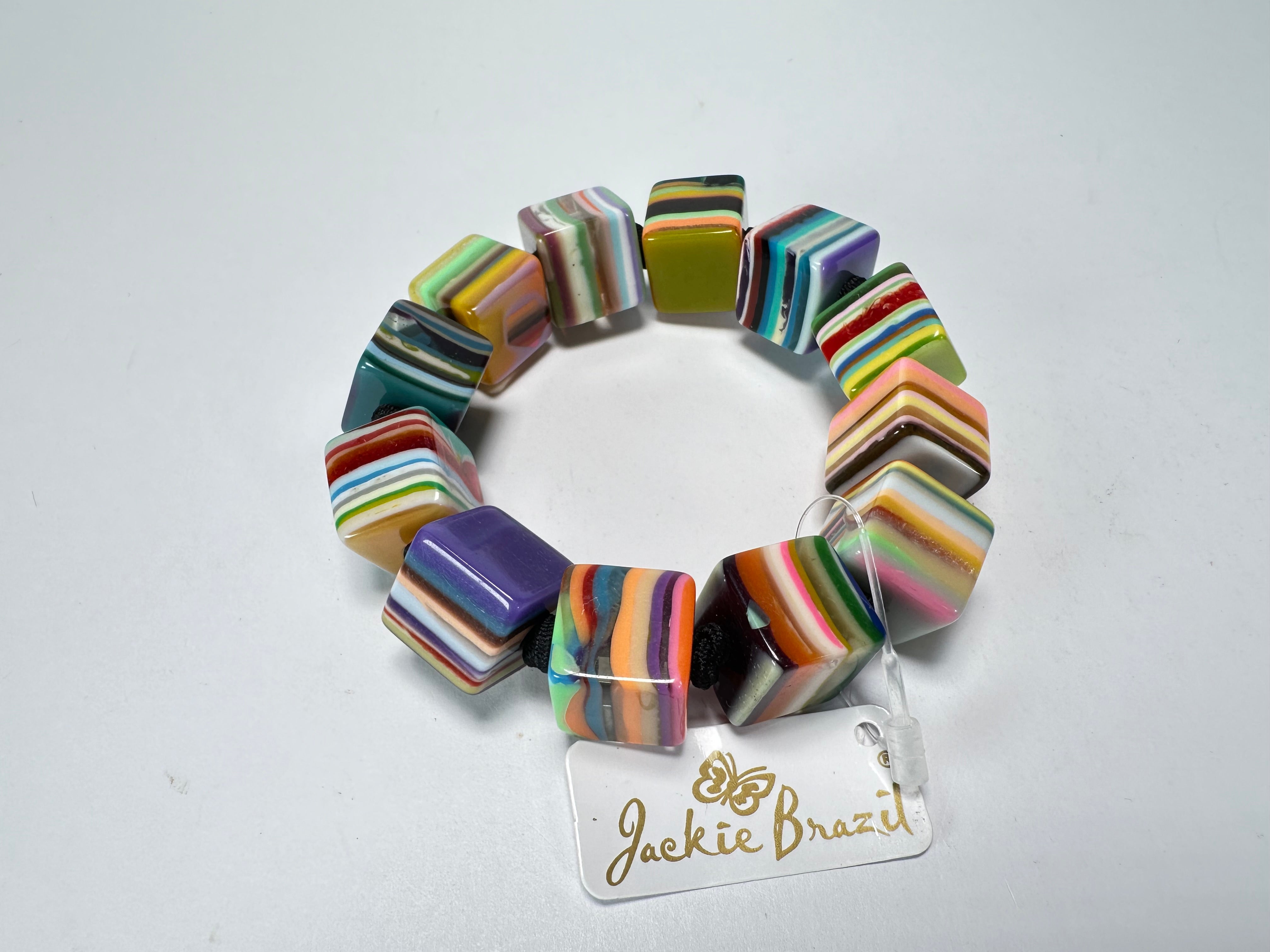 Jackie Brazil "POP" Liquorice Mix Colours Small Cubes Bracelet ( B0224 )