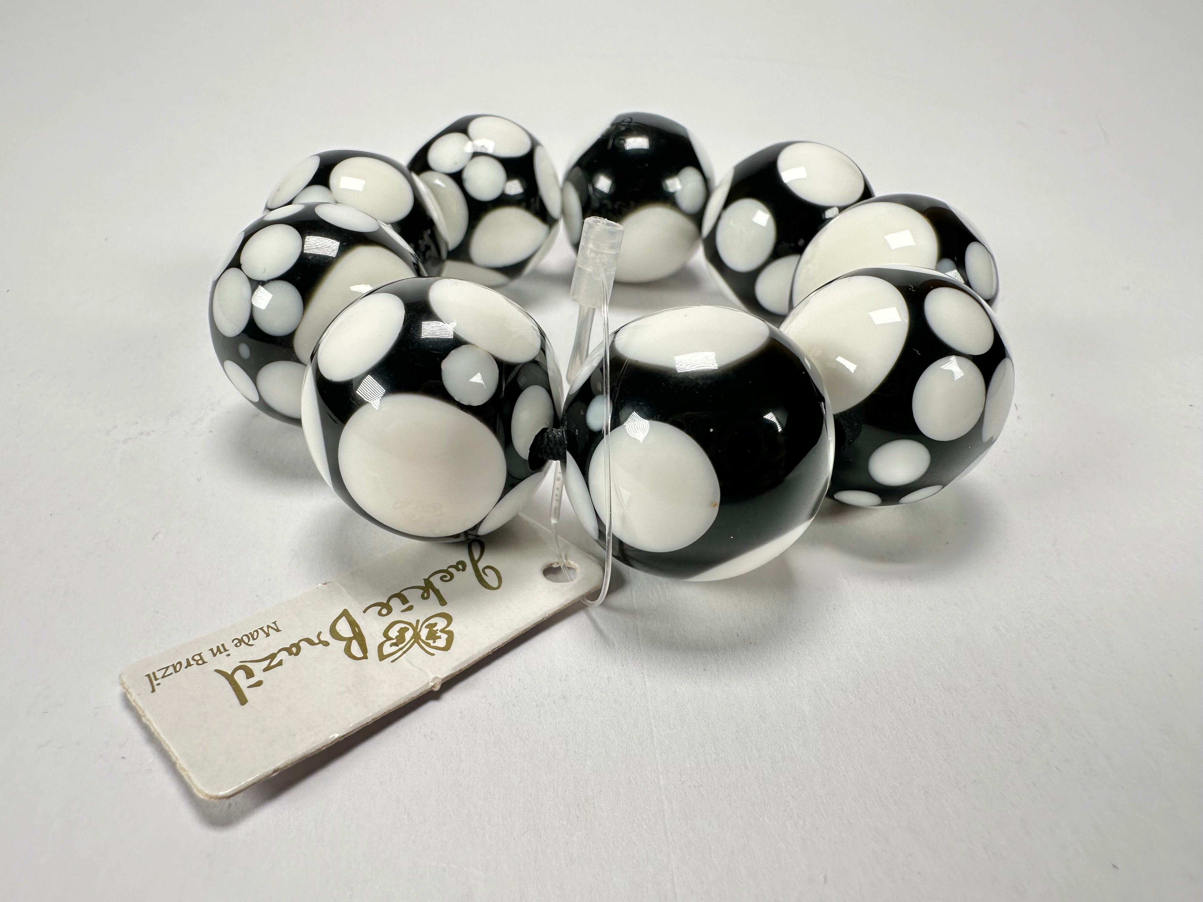 Jackie Brazil "Spots" Spotted Balls On Elastic Resin  Bracelet ( B1470 )