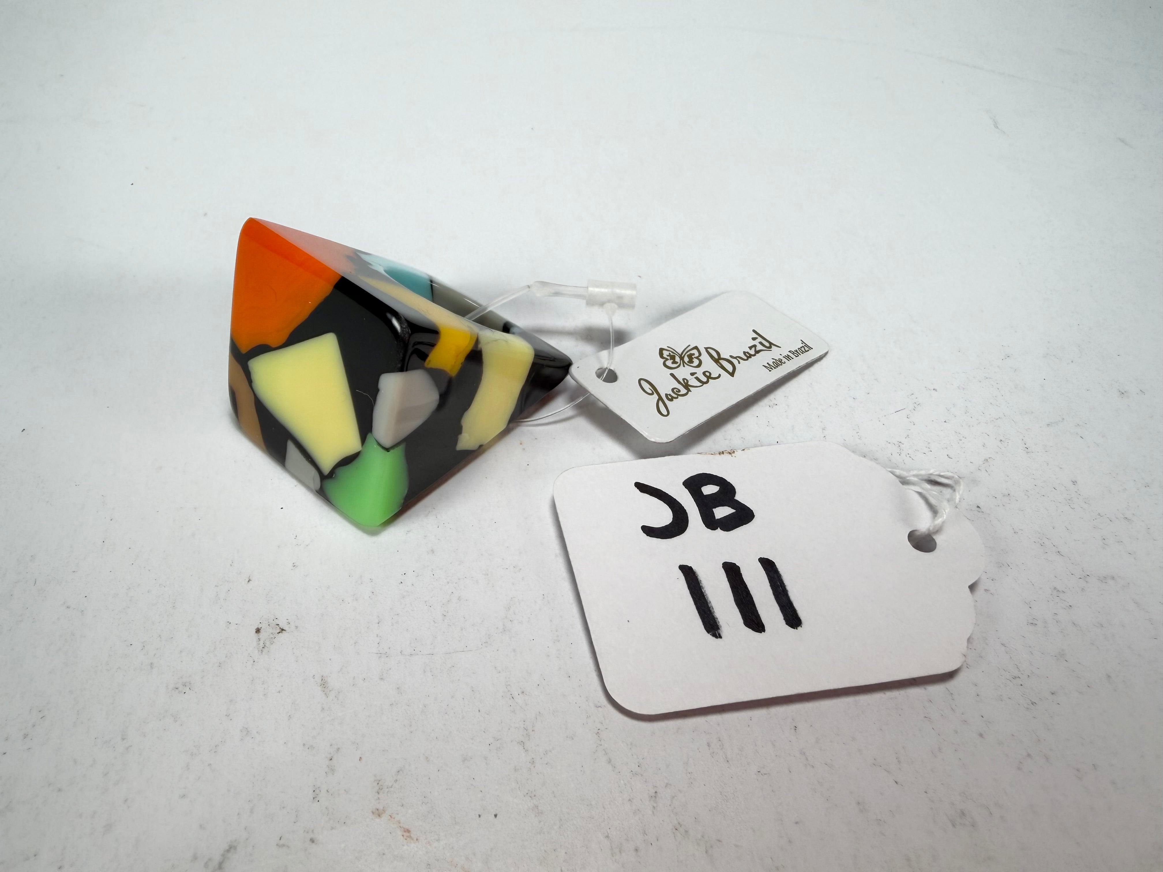 Jackie Brazil "Carre" Art Deco Square Top Resin Ring ( R3082 ) Size UK P / USA 7.5