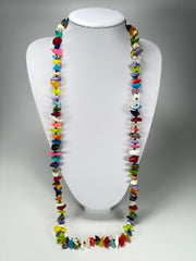 Jackie Brazil "Tribal" Mix Colours Recicled Small Stones Long 100cm Necklace ( N0520 )