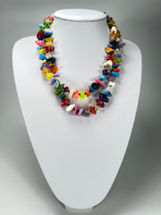 Jackie Brazil "Tribal" Mix Colours Recicled Small Stones Long 100cm Necklace ( N0520 )