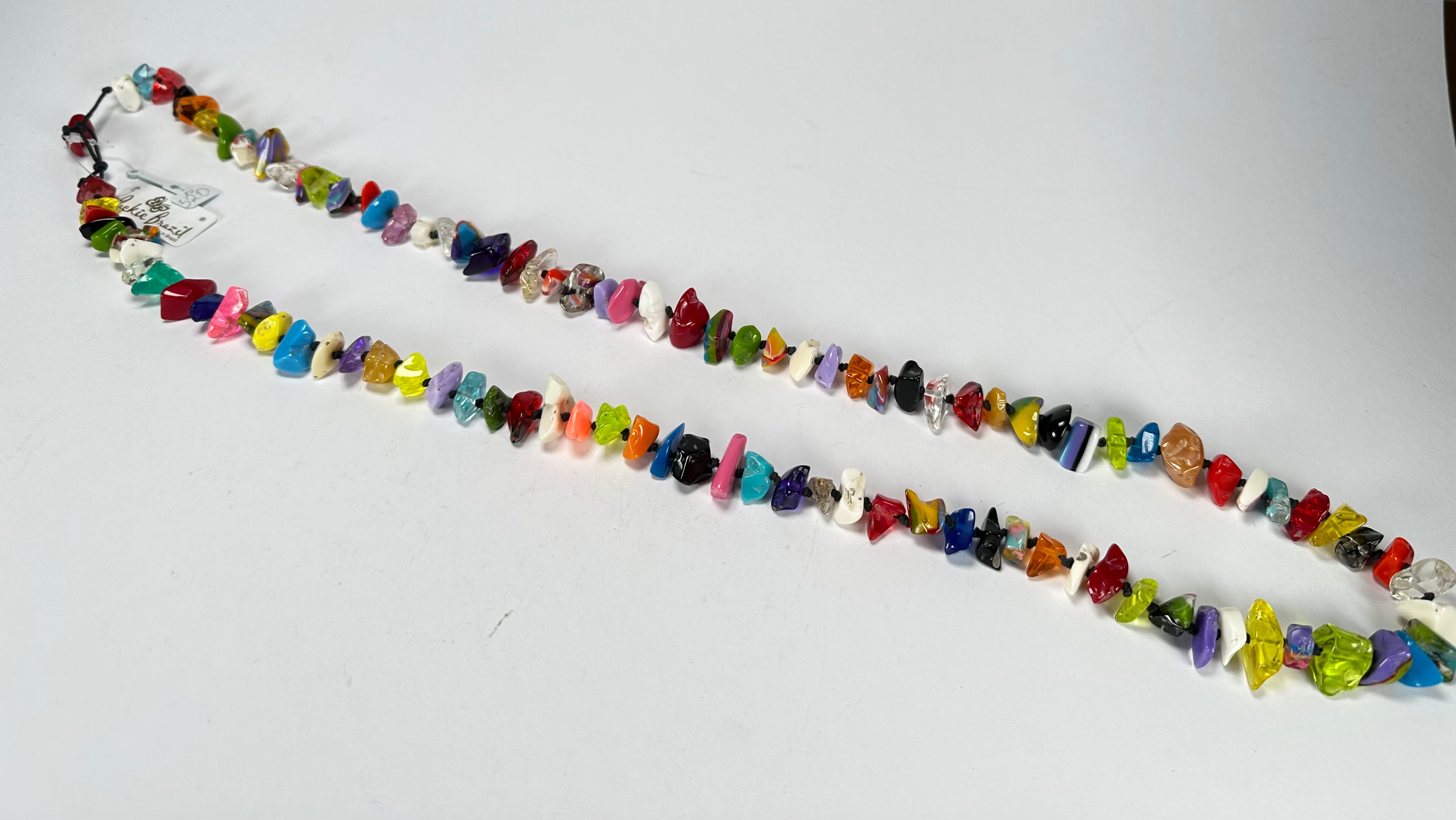 Jackie Brazil "Tribal" Mix Colours Recicled Small Stones Long 100cm Necklace ( N0520 )