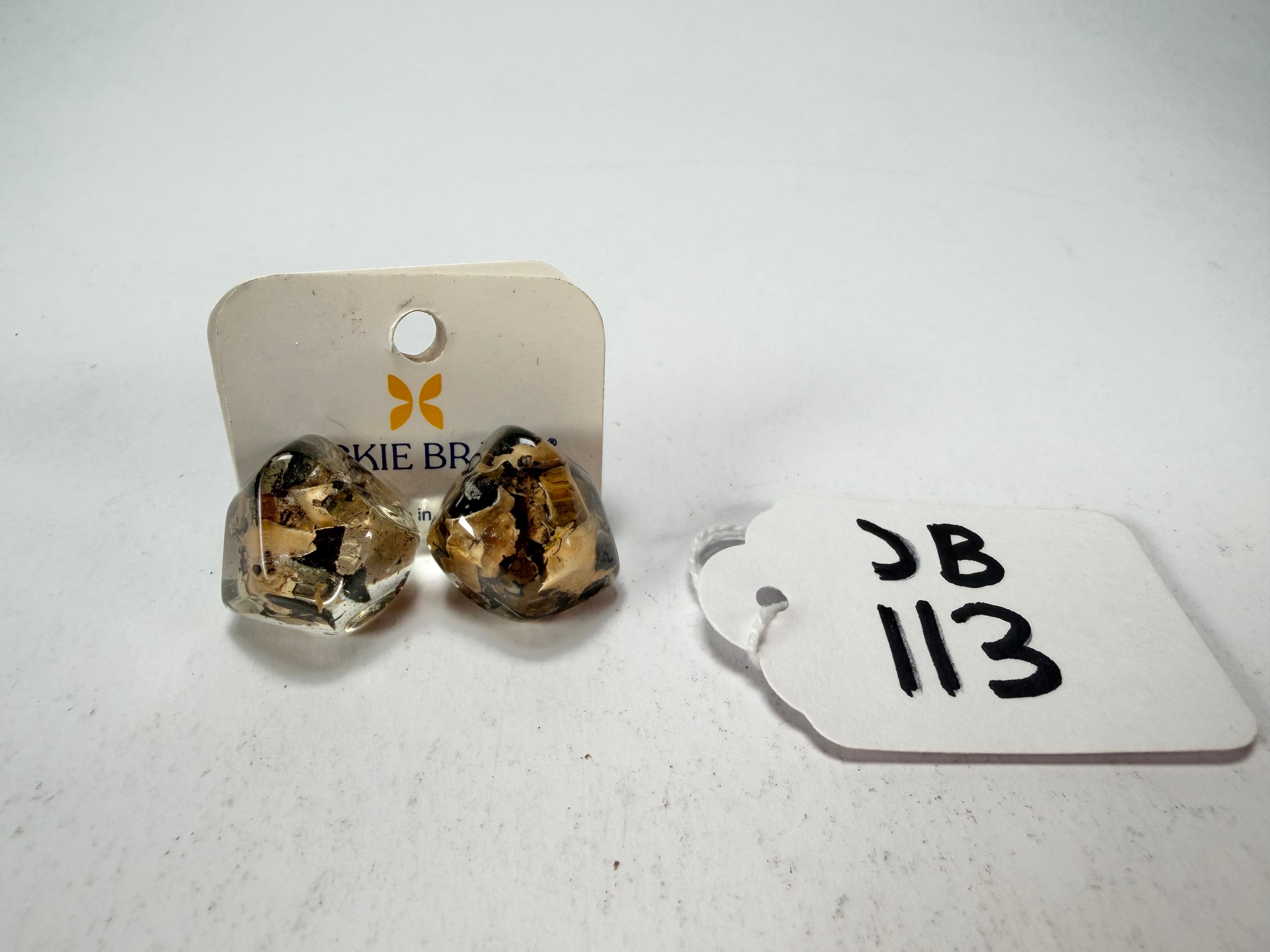 Jackie Brazil "Camille" Seaweed Abstract Resin Earrings ( E1053 )