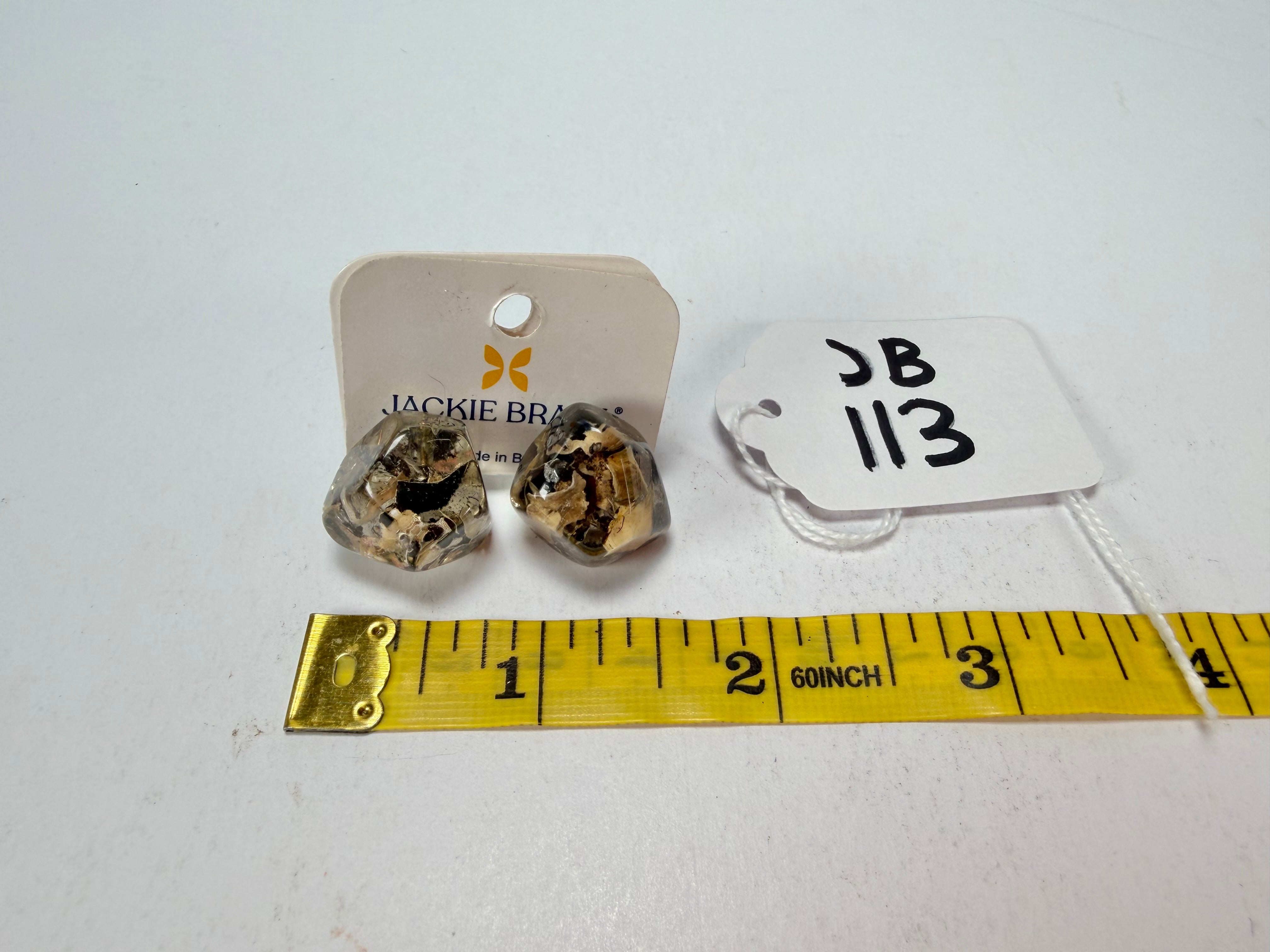 Jackie Brazil "Camille" Seaweed Abstract Resin Earrings ( E1053 )