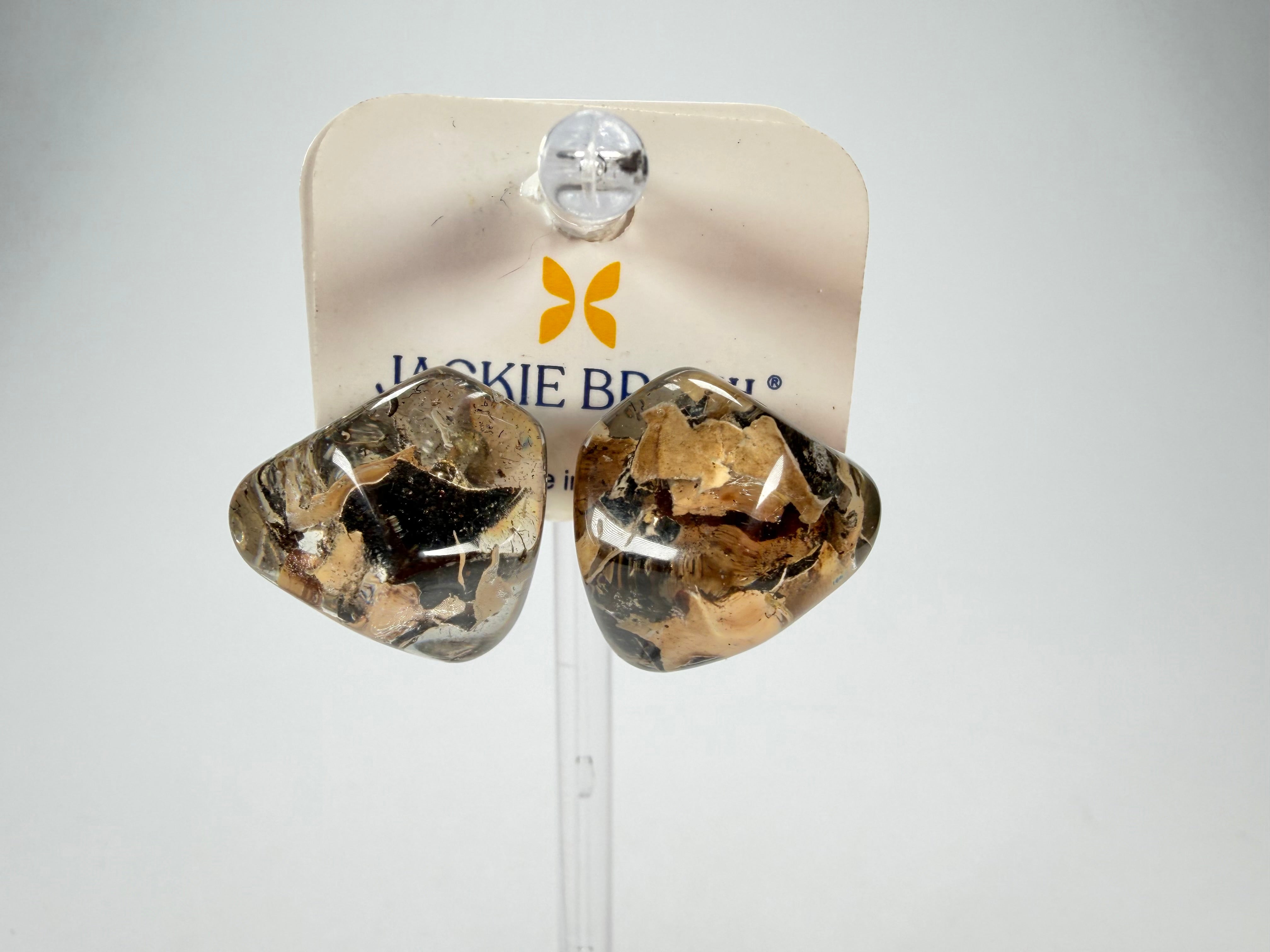 Jackie Brazil "Camille" Seaweed Abstract Resin Earrings ( E1053 )