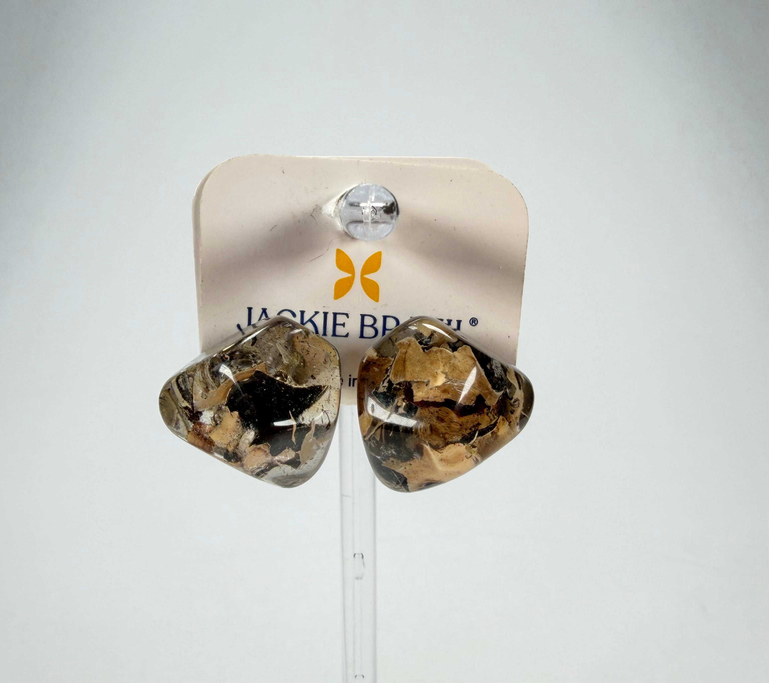 Jackie Brazil "Camille" Seaweed Abstract Resin Earrings ( E1053 )