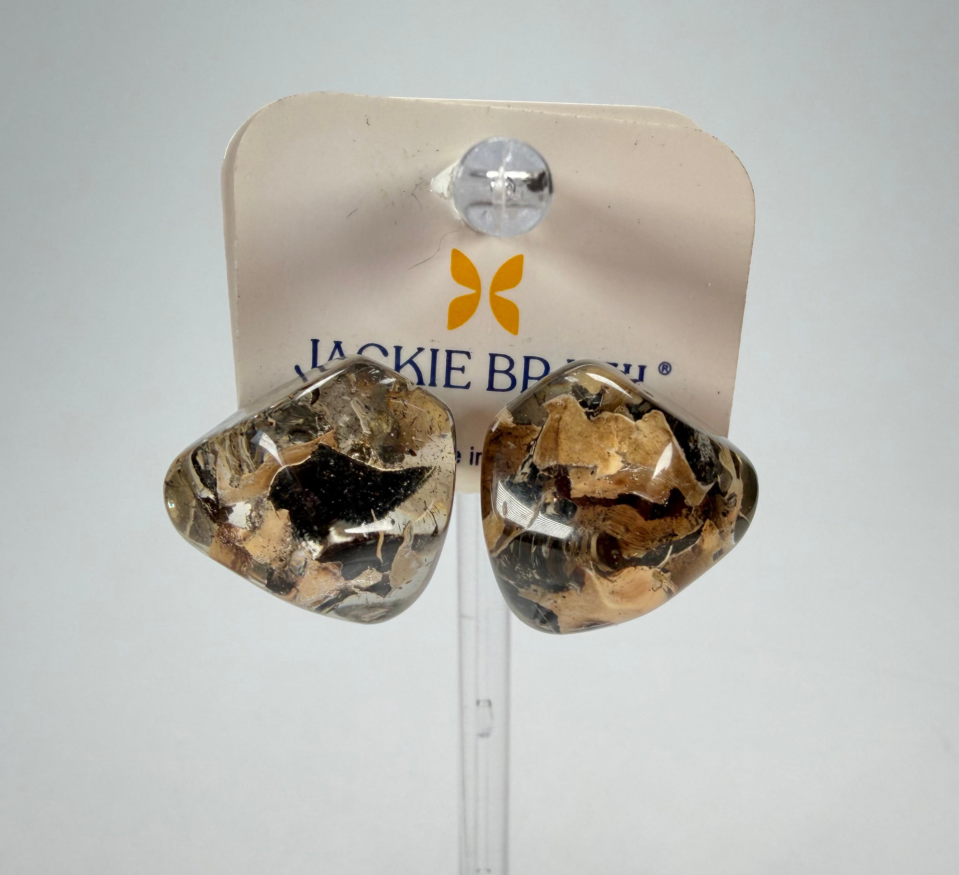 Jackie Brazil "Camille" Seaweed Abstract Resin Earrings ( E1053 )