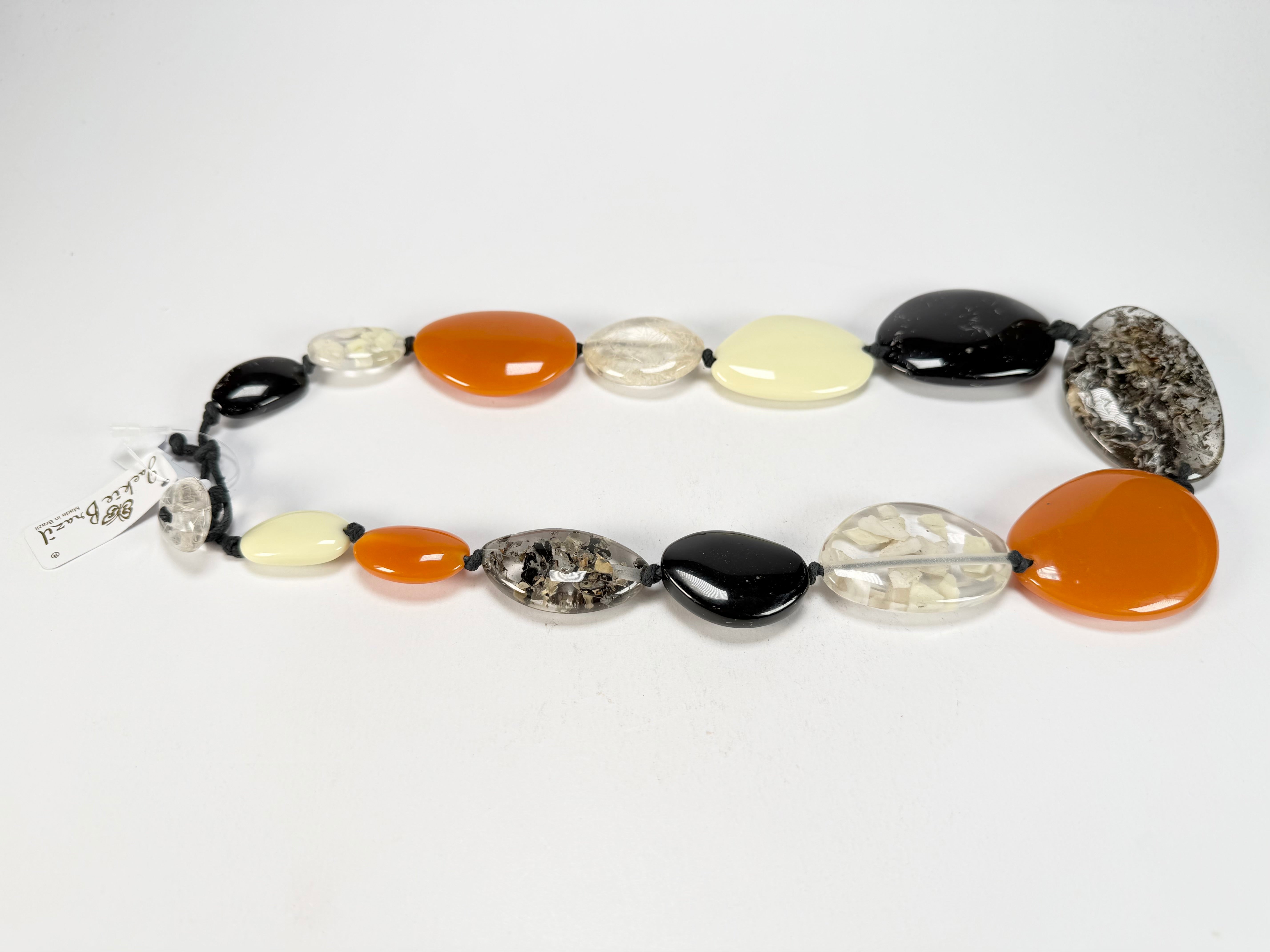Jackie Brazil "Seasons Mix" Long Flat Riverstones 65cm Necklace ( N3700 )