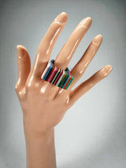 Jackie Brazil "Leda" Liquorice Allsorts Pop Art Colour Mix Resin Ring ( R2269 ) UK P / USA 7.5