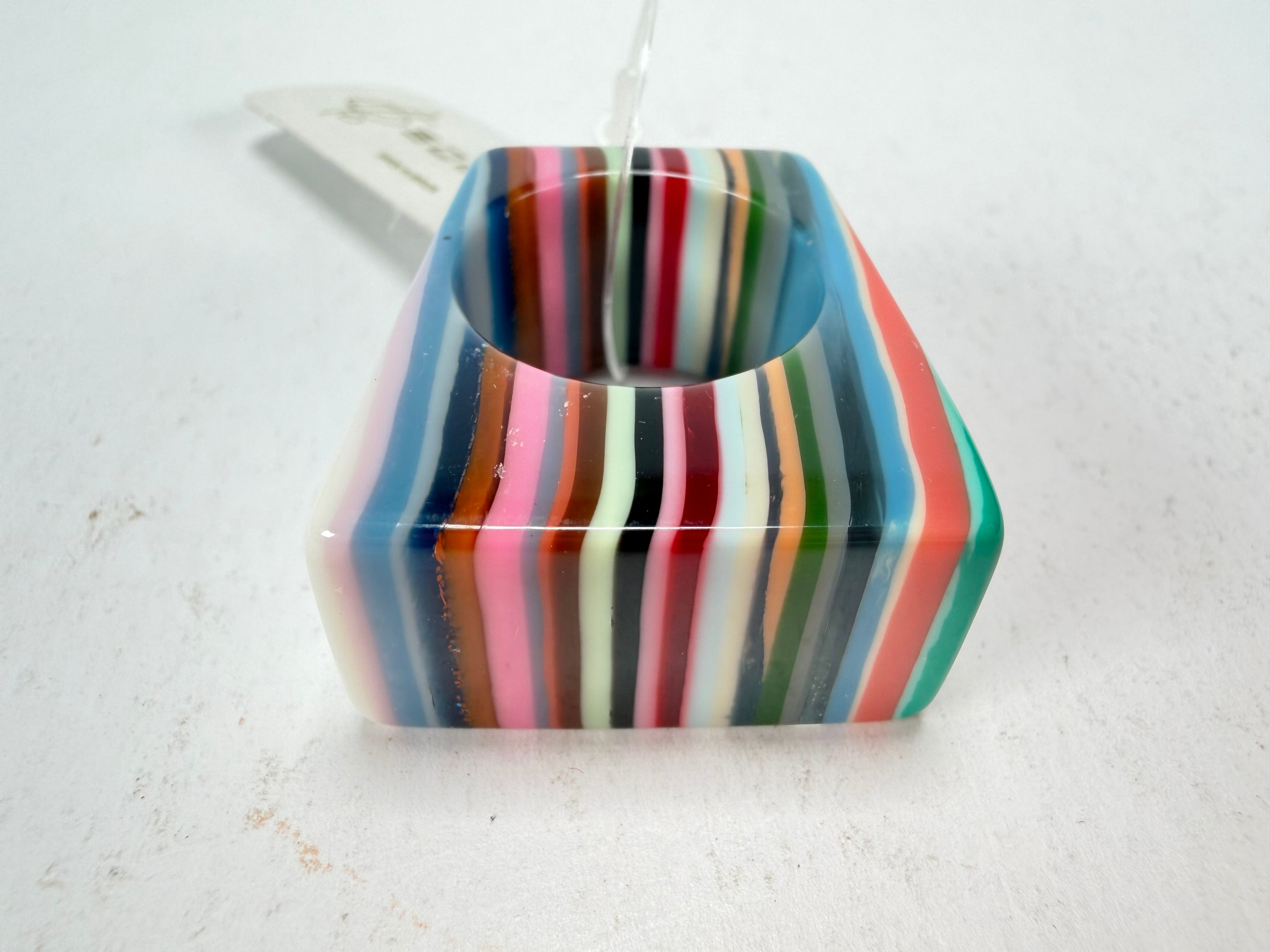 Jackie Brazil "Leda" Liquorice Allsorts Pop Art Colour Mix Resin Ring ( R2269 ) UK P / USA 7.5