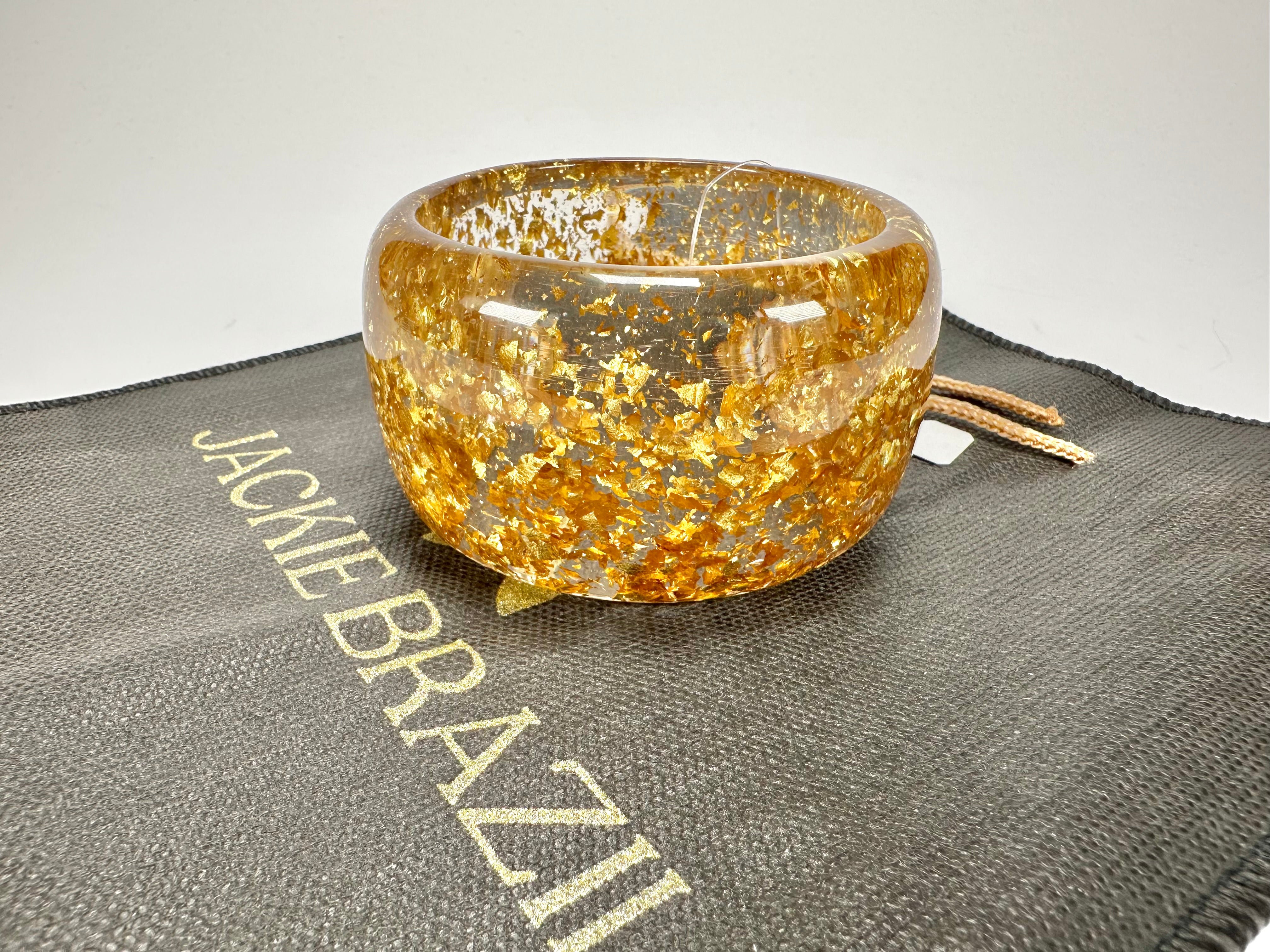 Jackie Brazil "Carmen" Gold Flakes 5cm Resin Bangle ( B2500 )