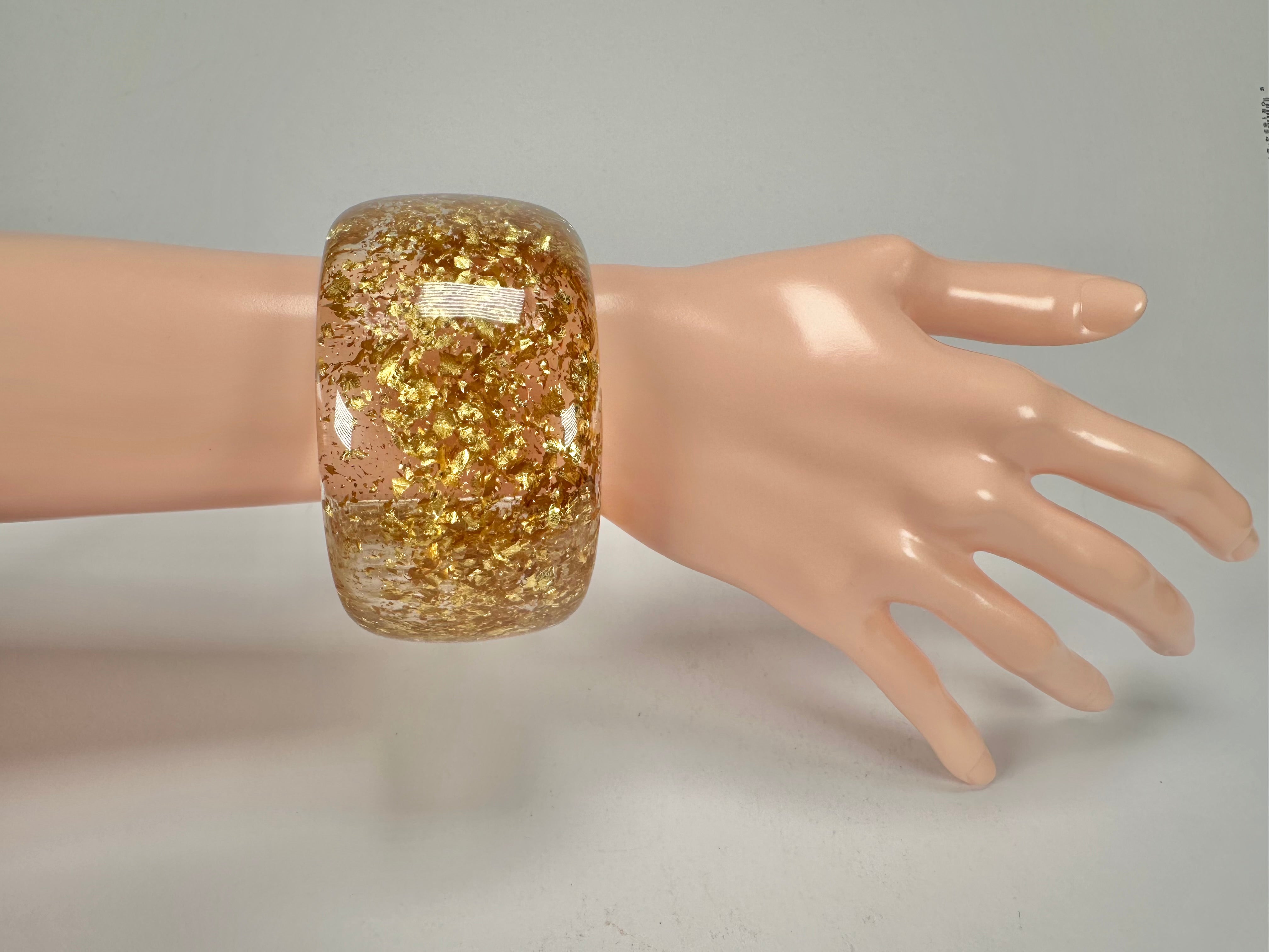 Jackie Brazil "Carmen" Gold Flakes 5cm Resin Bangle ( B2500 )