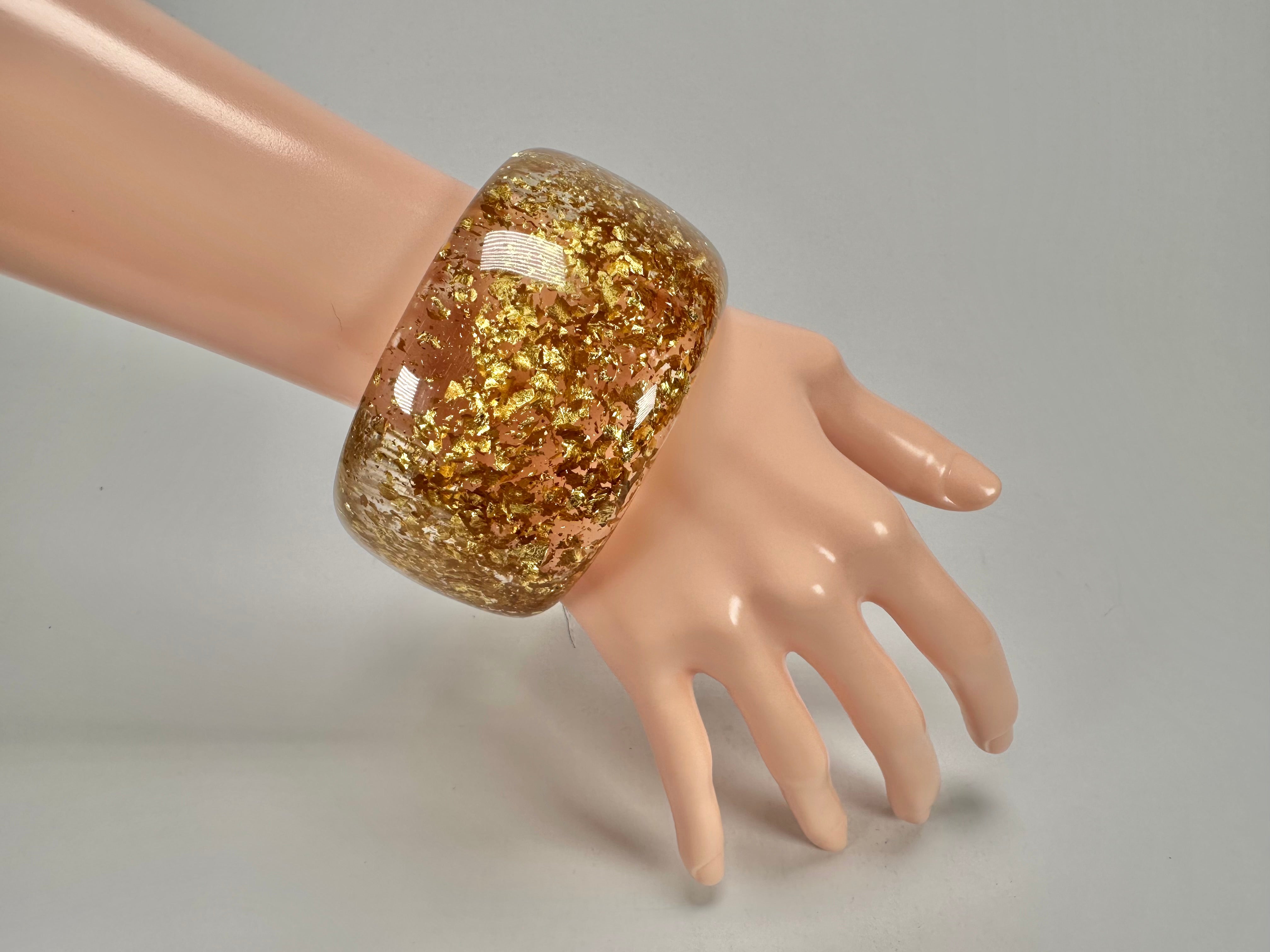 Jackie Brazil "Carmen" Gold Flakes 5cm Resin Bangle ( B2500 )
