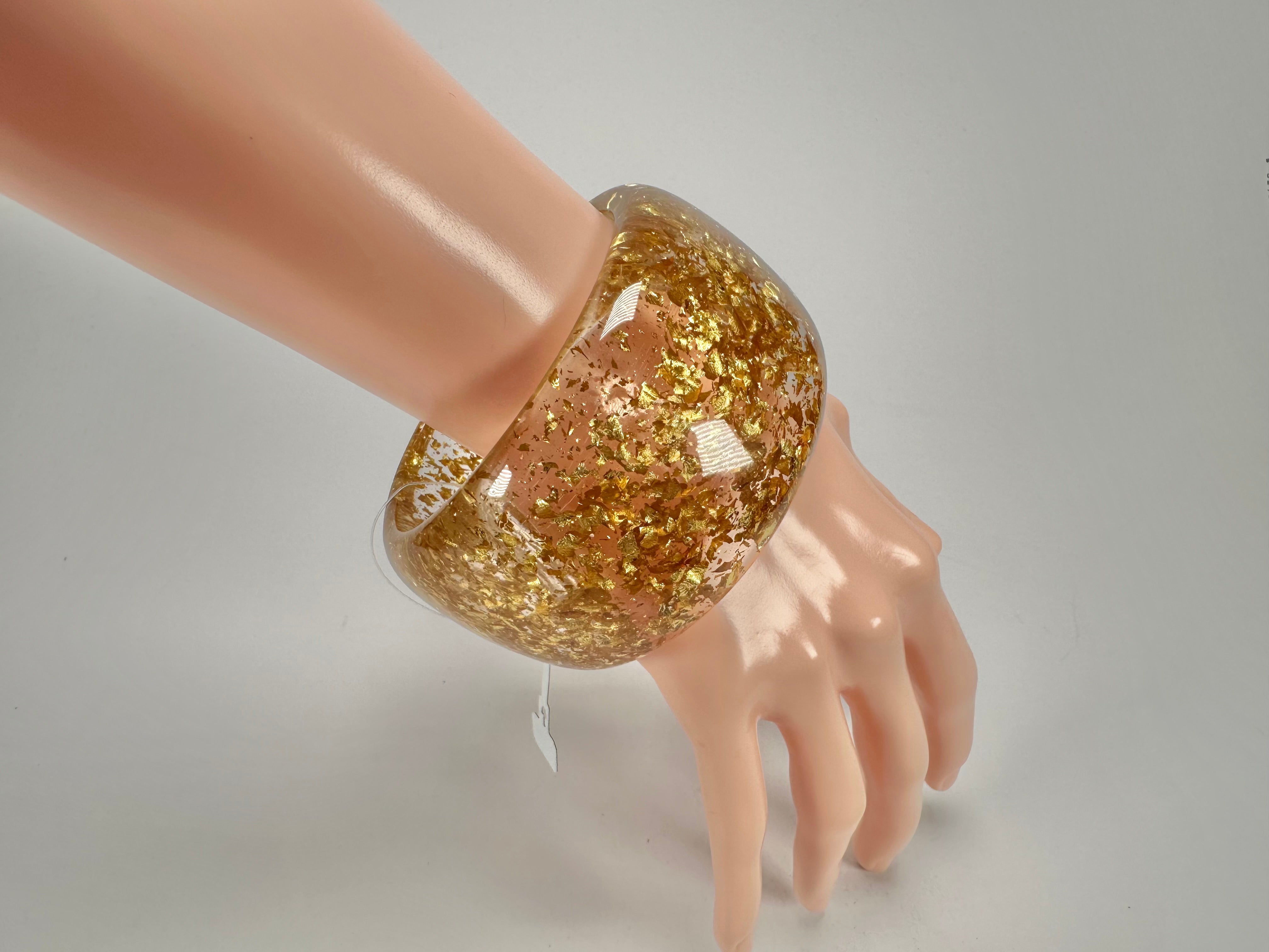 Jackie Brazil "Carmen" Gold Flakes 5cm Resin Bangle ( B2500 )
