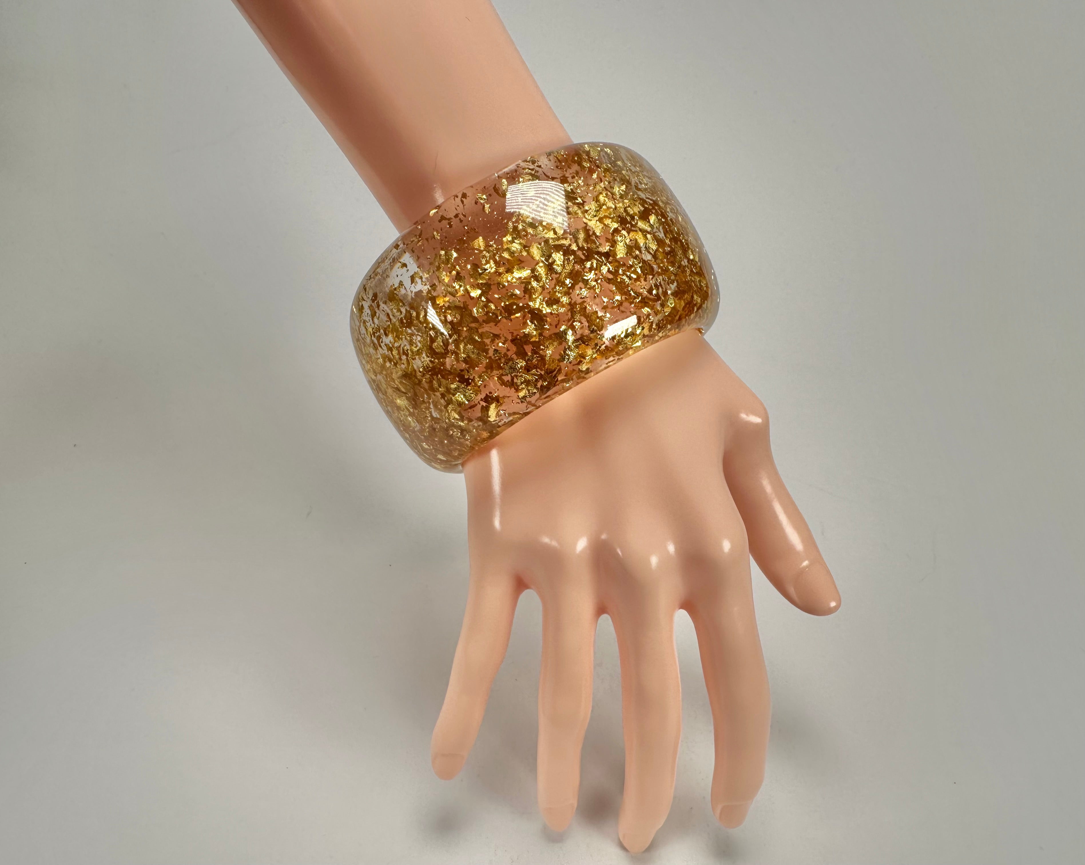 Jackie Brazil "Carmen" Gold Flakes 5cm Resin Bangle ( B2500 )