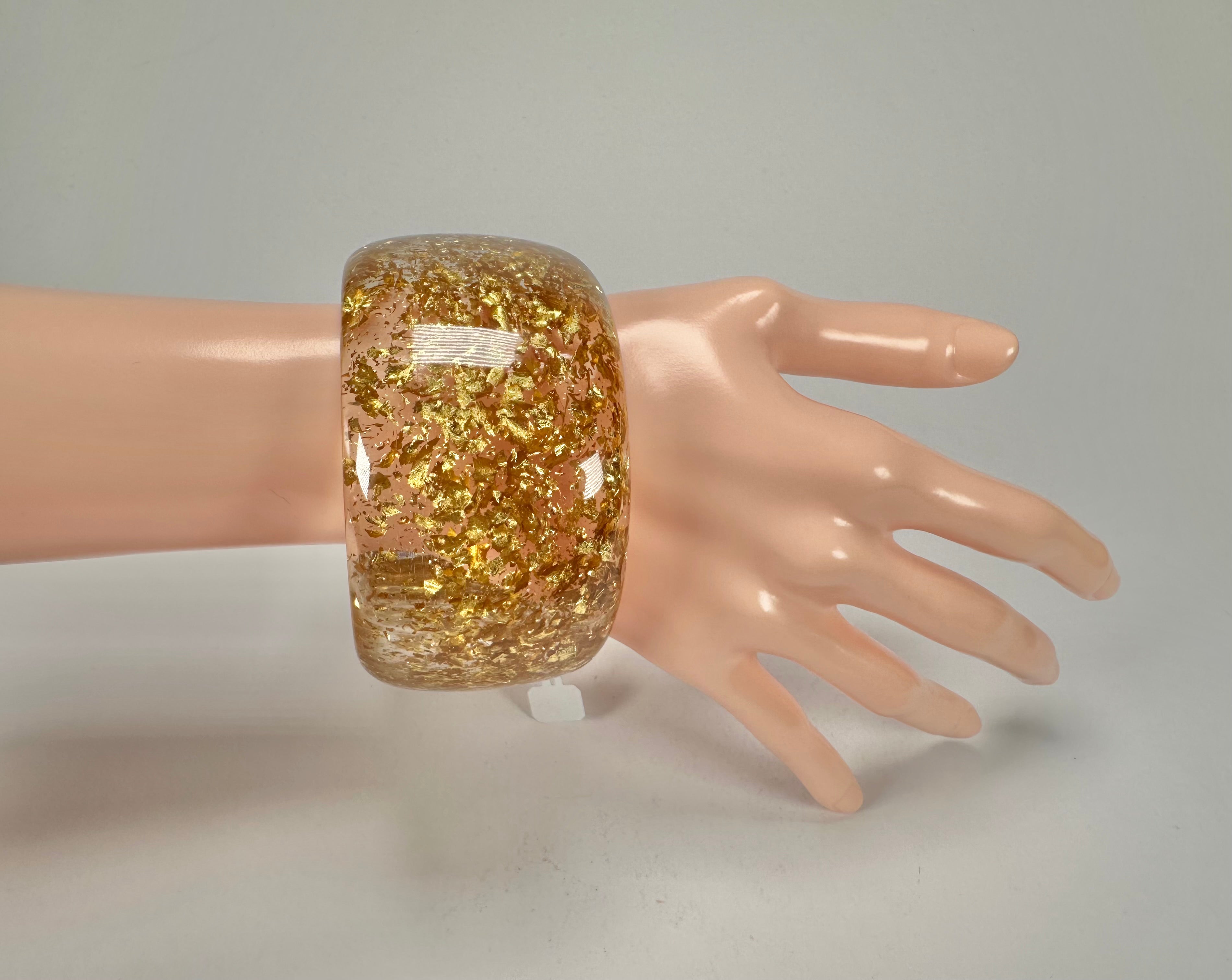 Jackie Brazil "Carmen" Gold Flakes 5cm Resin Bangle ( B2500 )