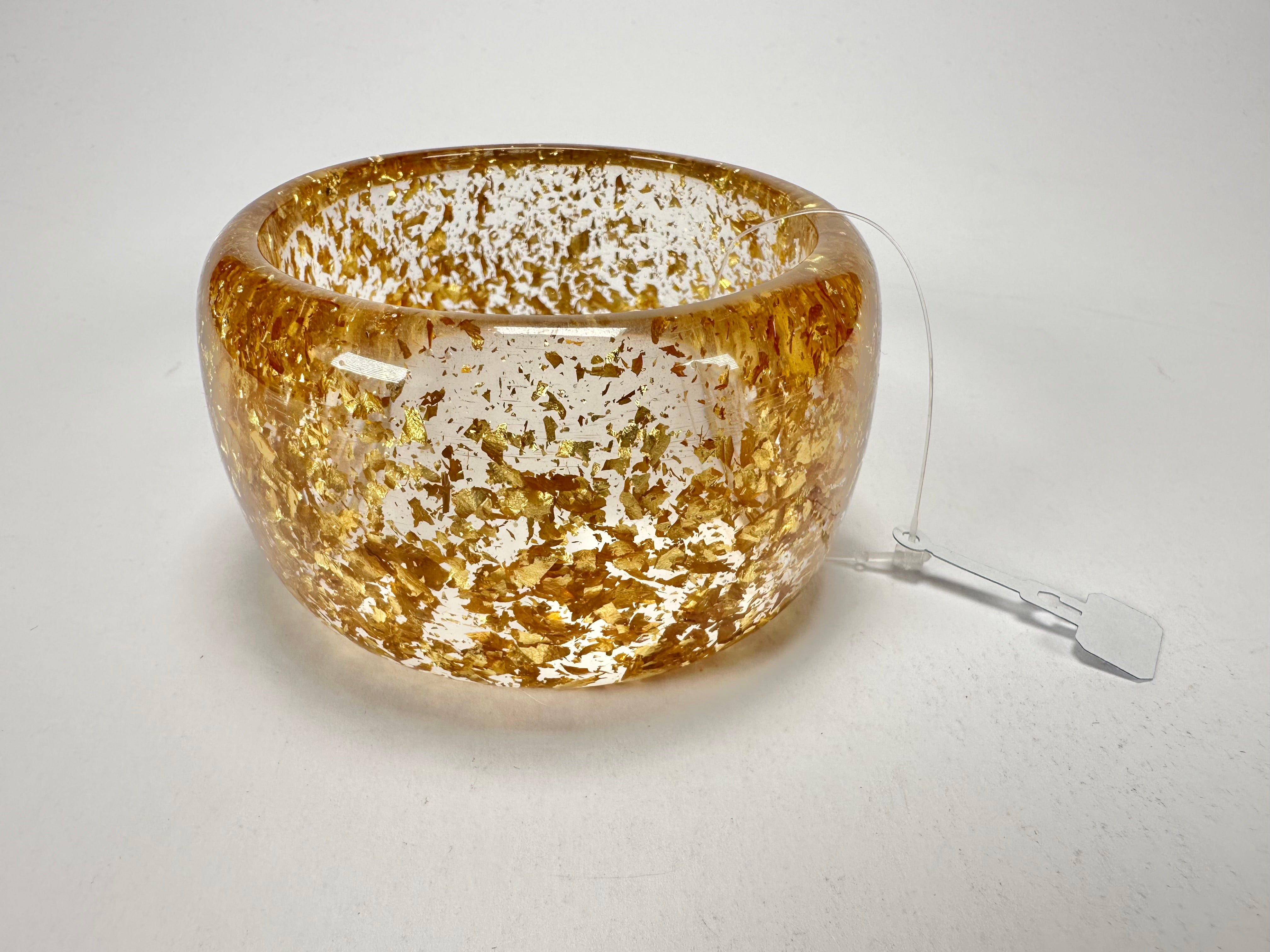 Jackie Brazil "Carmen" Gold Flakes 5cm Resin Bangle ( B2500 )