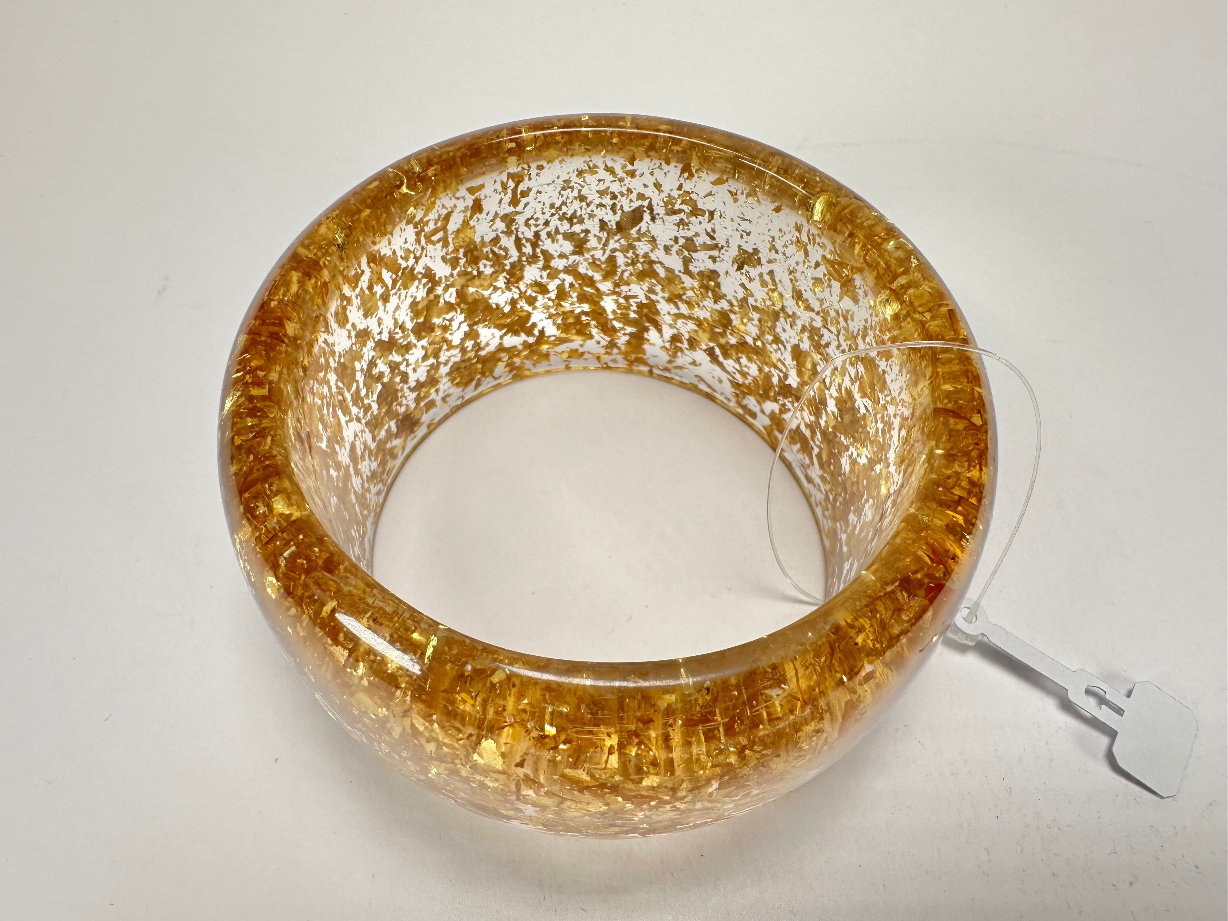 Jackie Brazil "Carmen" Gold Flakes 5cm Resin Bangle ( B2500 )