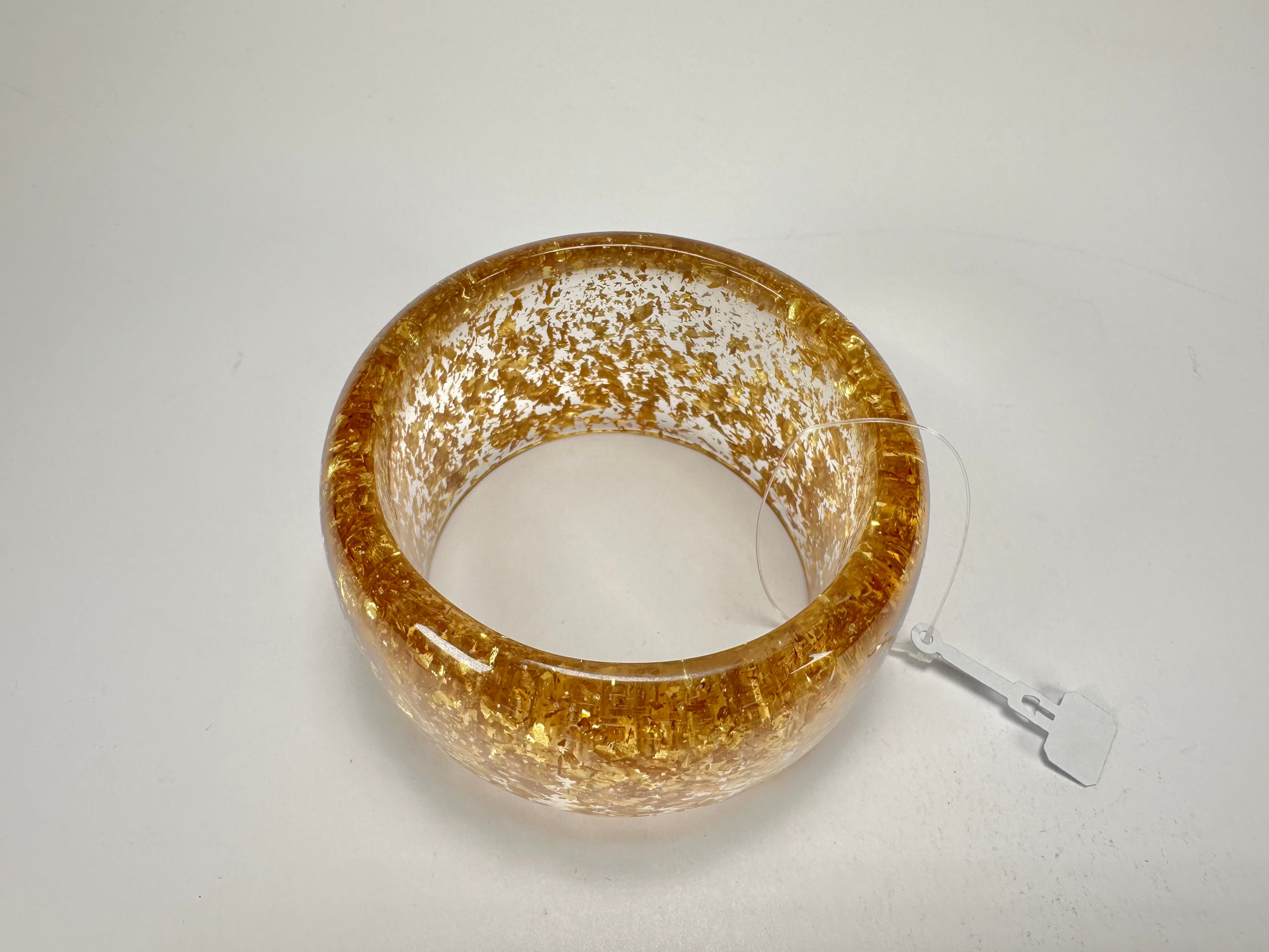 Jackie Brazil "Carmen" Gold Flakes 5cm Resin Bangle ( B2500 )