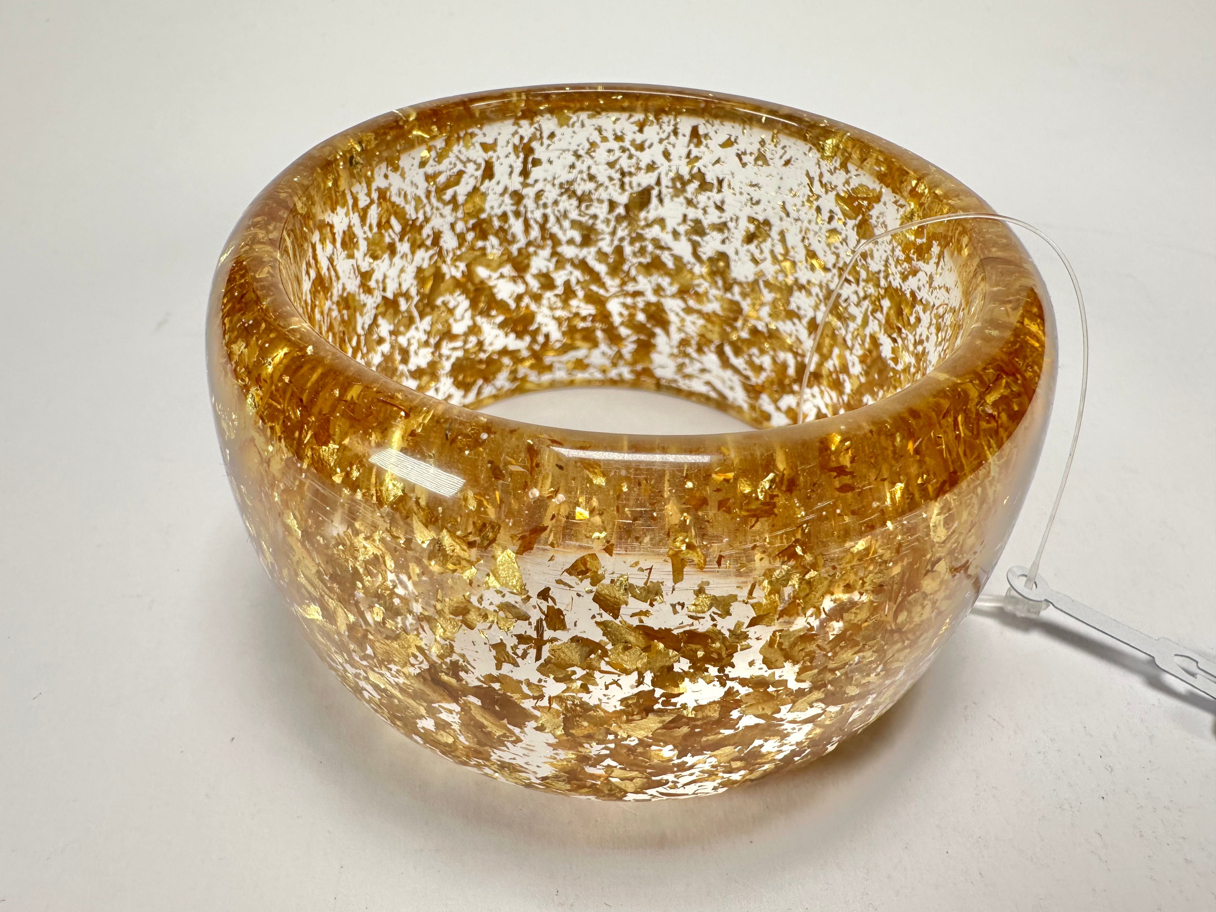 Jackie Brazil "Carmen" Gold Flakes 5cm Resin Bangle ( B2500 )