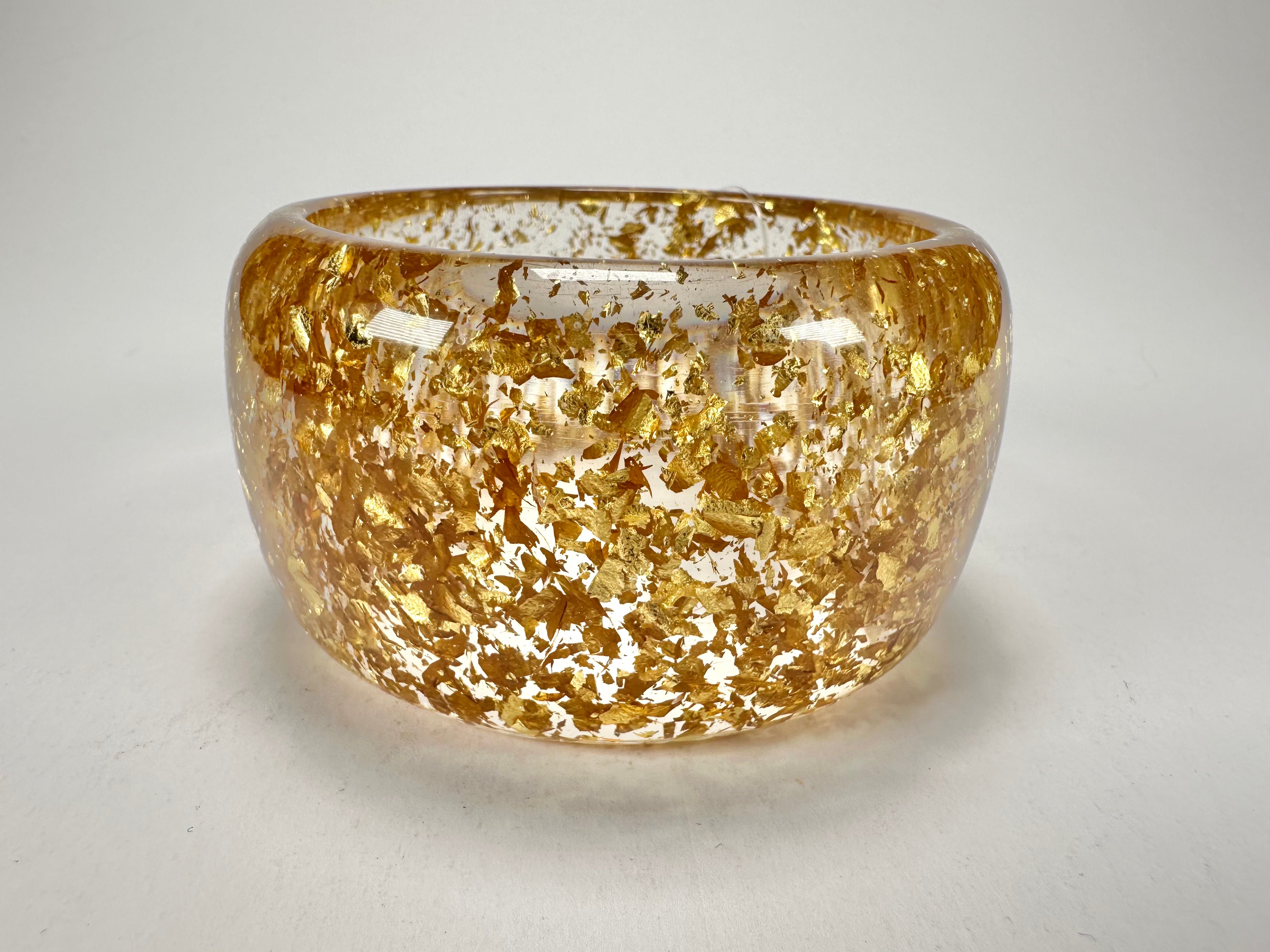Jackie Brazil "Carmen" Gold Flakes 5cm Resin Bangle ( B2500 )