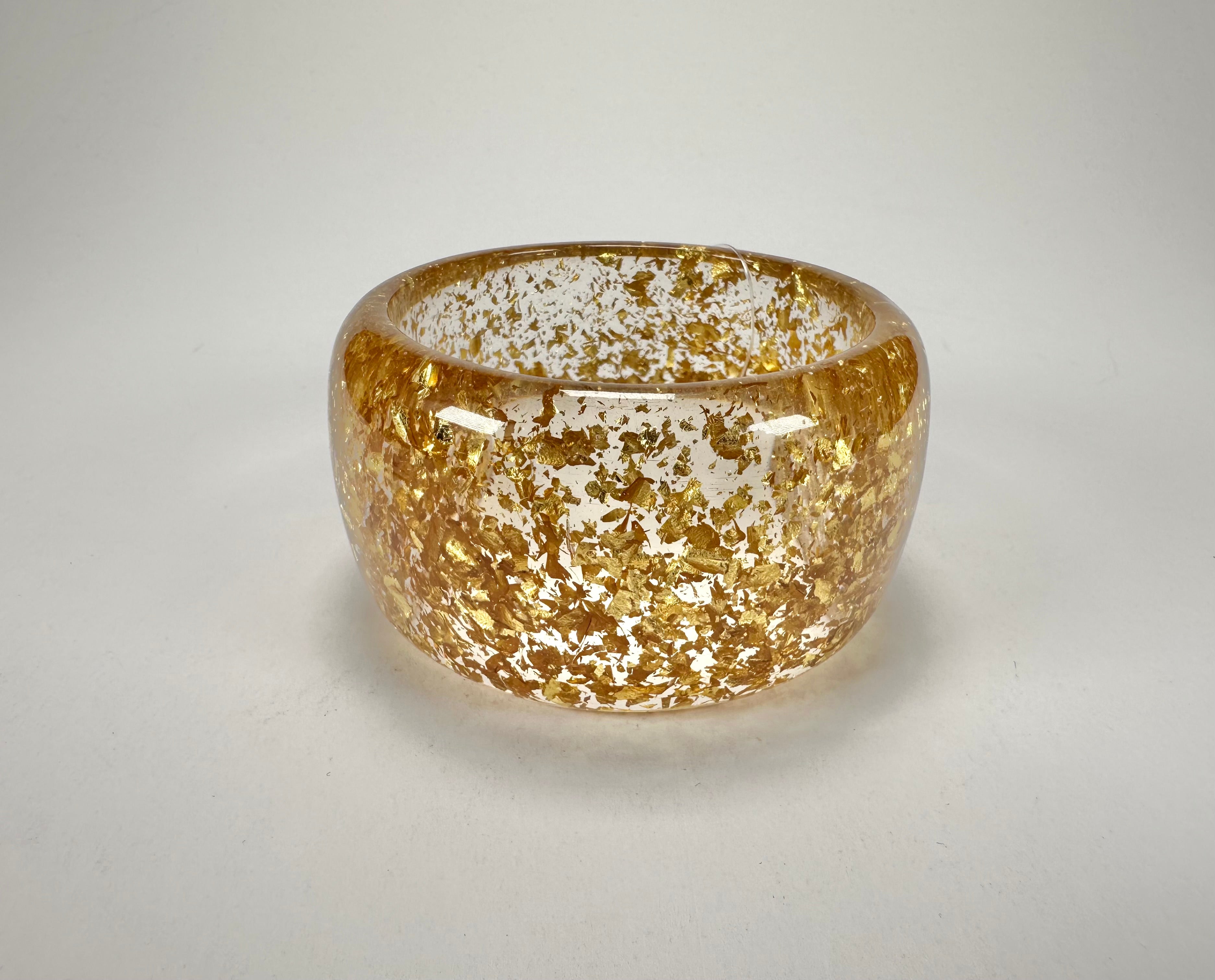 Jackie Brazil "Carmen" Gold Flakes 5cm Resin Bangle ( B2500 )