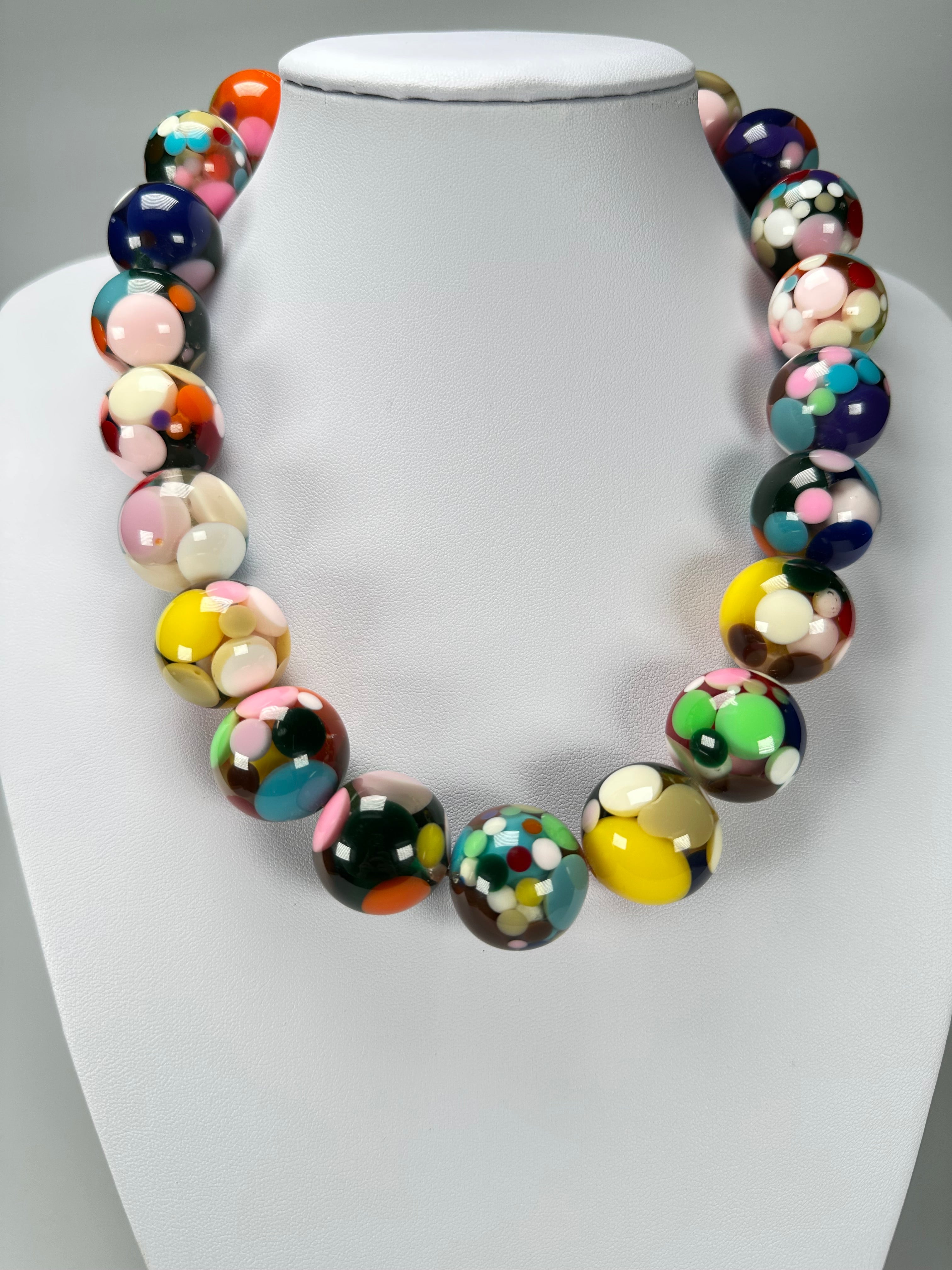 Jackie Brazil "Spotted Balls" Party Mix Spots Resin Necklace 50cm ( N1675 )