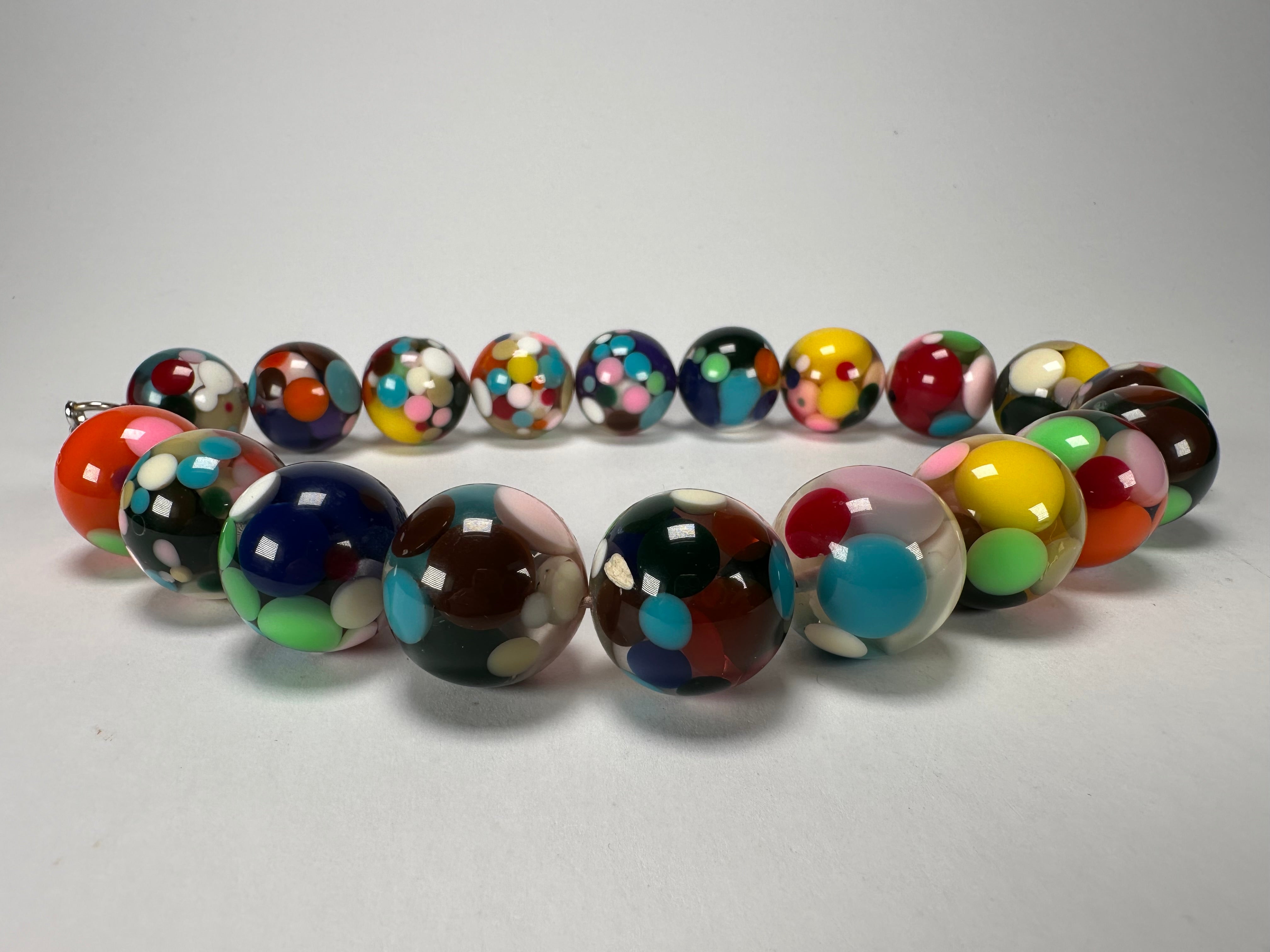 Jackie Brazil "Spotted Balls" Party Mix Spots Resin Necklace 50cm ( N1675 )