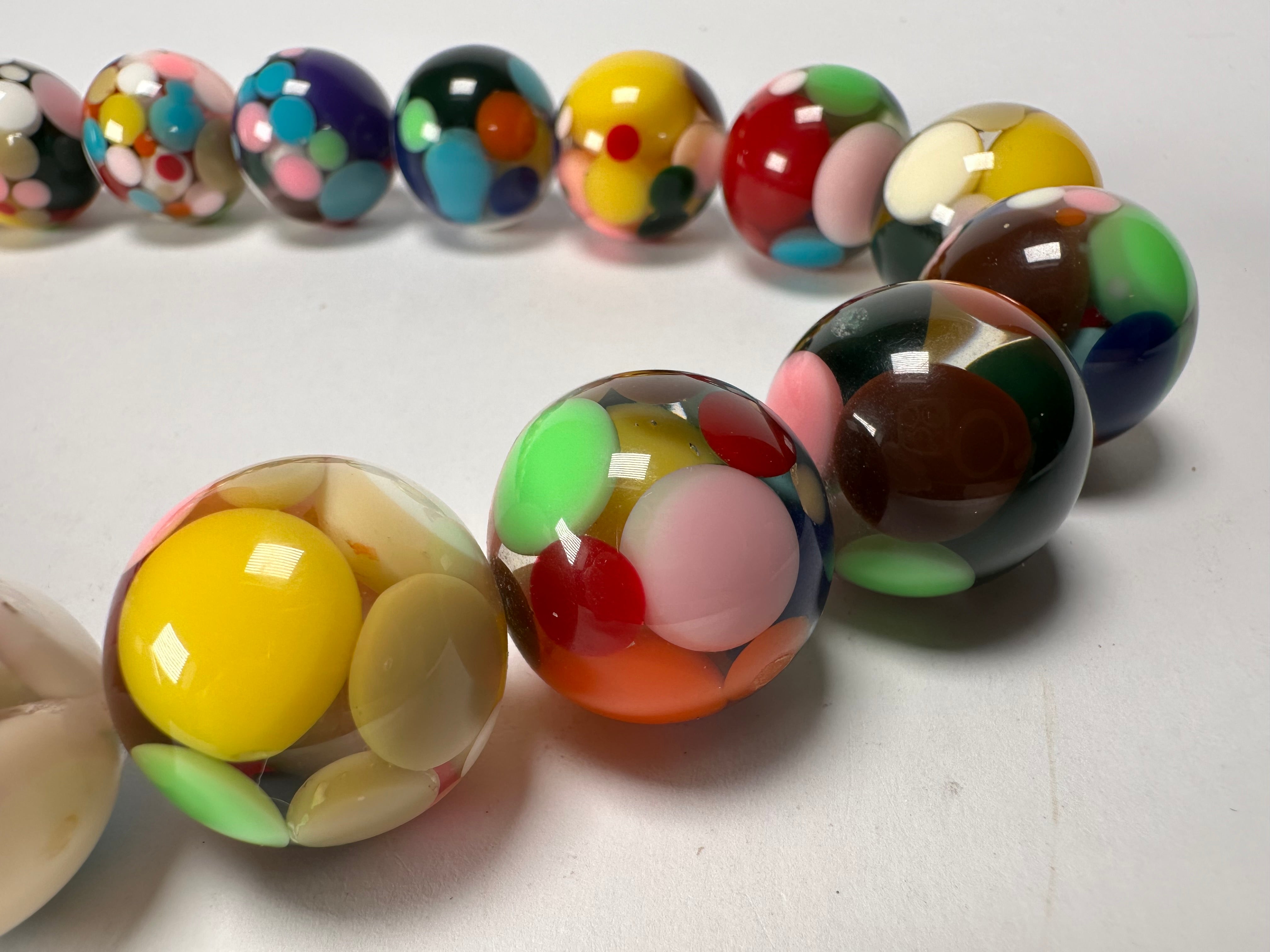 Jackie Brazil "Spotted Balls" Party Mix Spots Resin Necklace 50cm ( N1675 )
