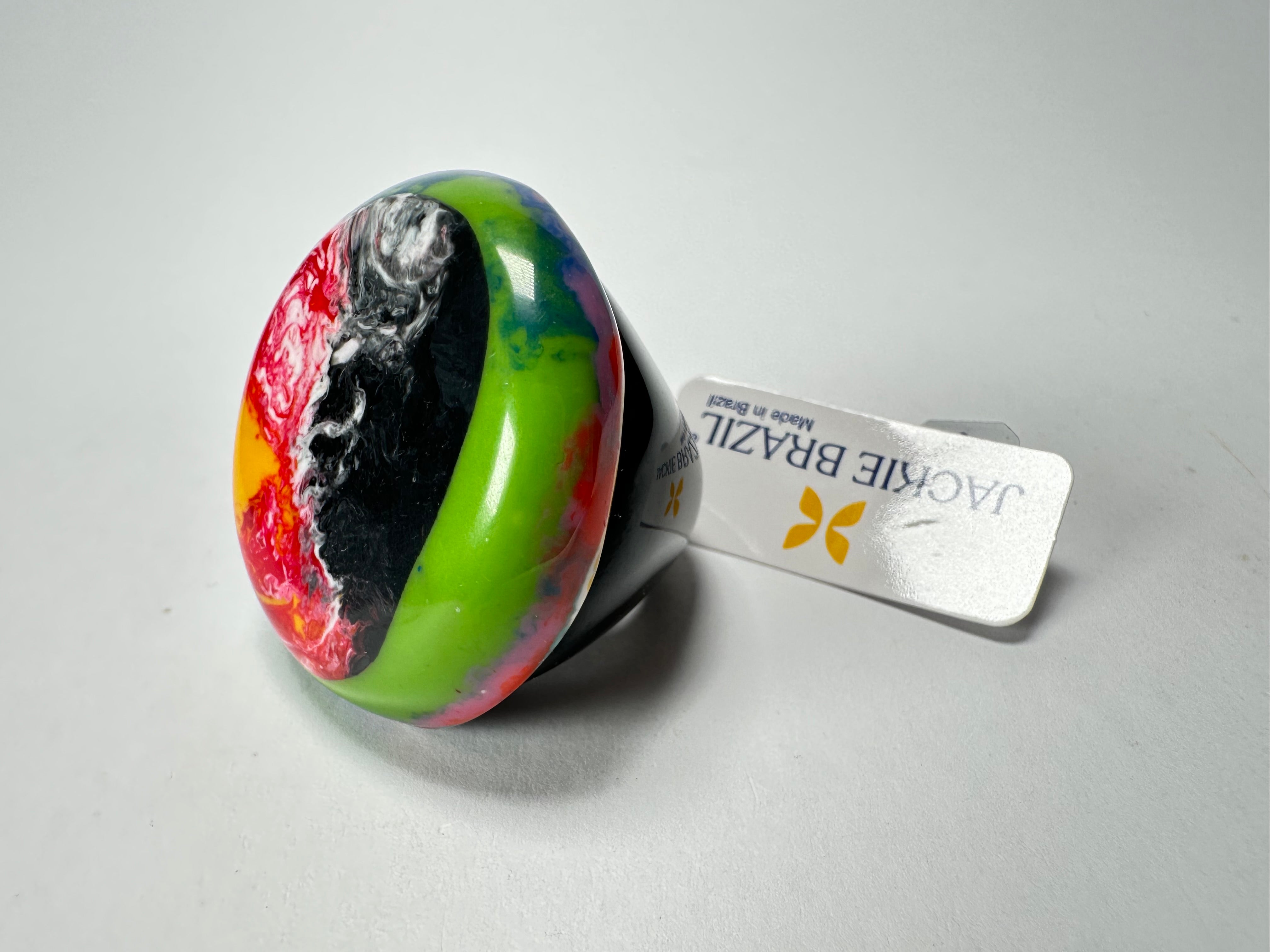 Jackie Brazil "Large Riverstone" Kandinsky Round Ring ( R3606 ) Size UK-R / US- 8.5