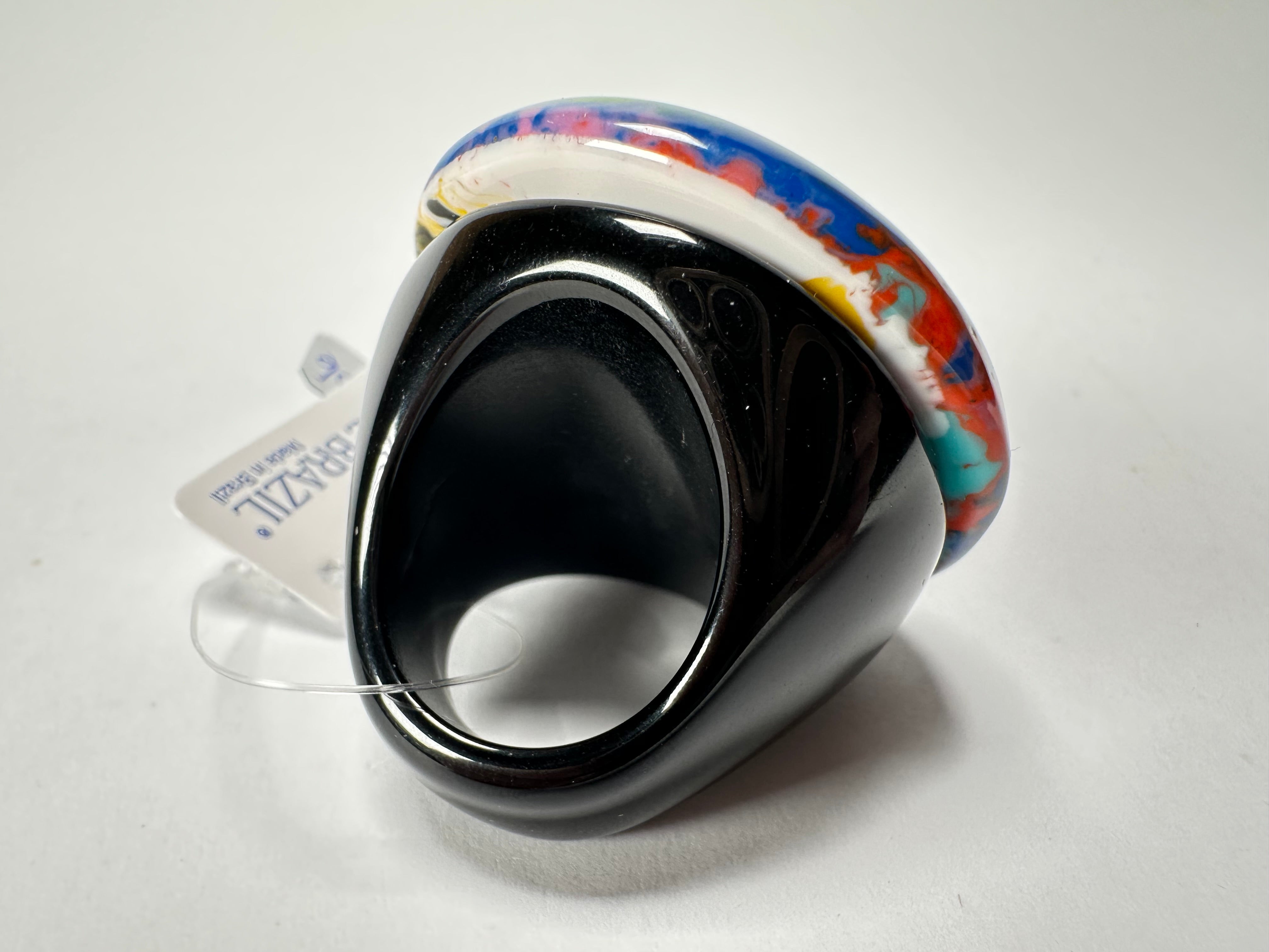 Jackie Brazil "Large Riverstone" Kandinsky Round Ring ( R3606 ) Size UK-R / US- 8.5