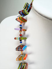 Jackie Brazil "Africa" Liquorice Squares & Beads Mix Colours 70cm Necklace ( N0009 )