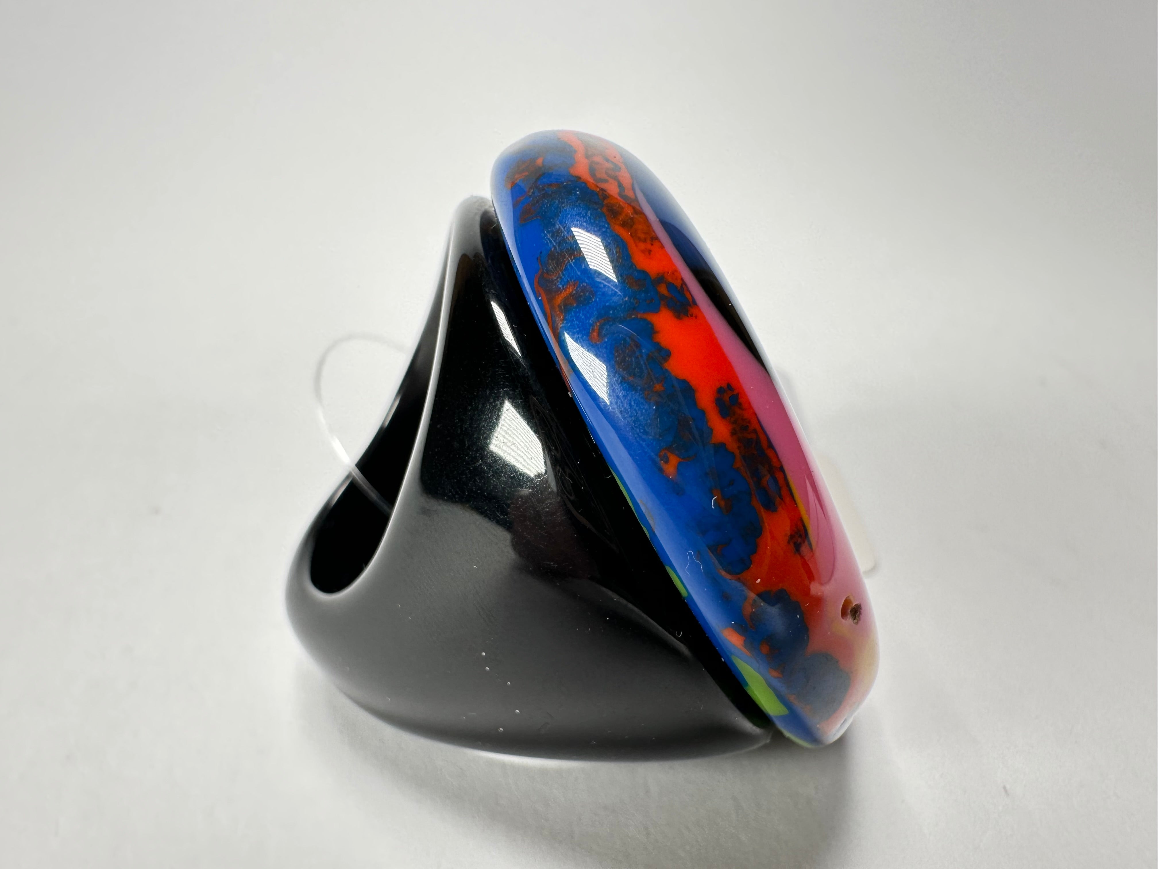 Jackie Brazil "Large Riverstone" Kandinsky Round Ring ( R3606 ) Size UK-T / US- 10