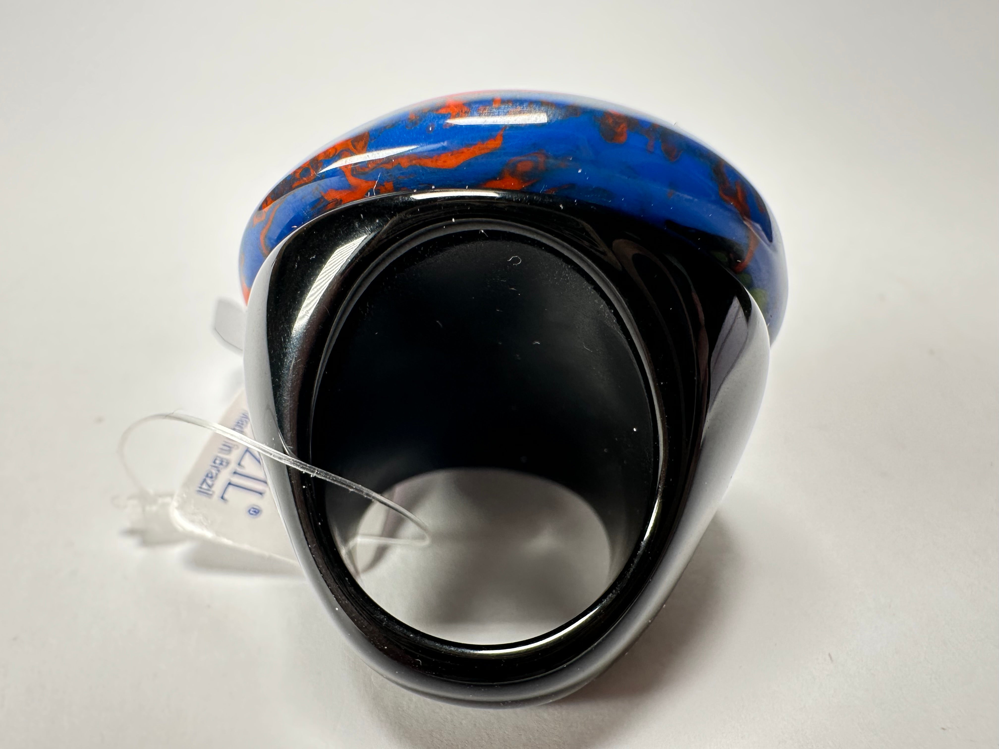 Jackie Brazil "Large Riverstone" Kandinsky Round Ring ( R3606 ) Size UK-T / US- 10