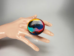 Jackie Brazil "Large Riverstone" Kandinsky Round Ring ( R3606 ) Size UK- Z+2 / US- 13