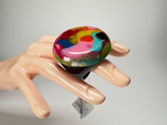 Jackie Brazil "Large Riverstone" Kandinsky Round Ring ( R3606 ) Size UK- Z+2 / US- 13