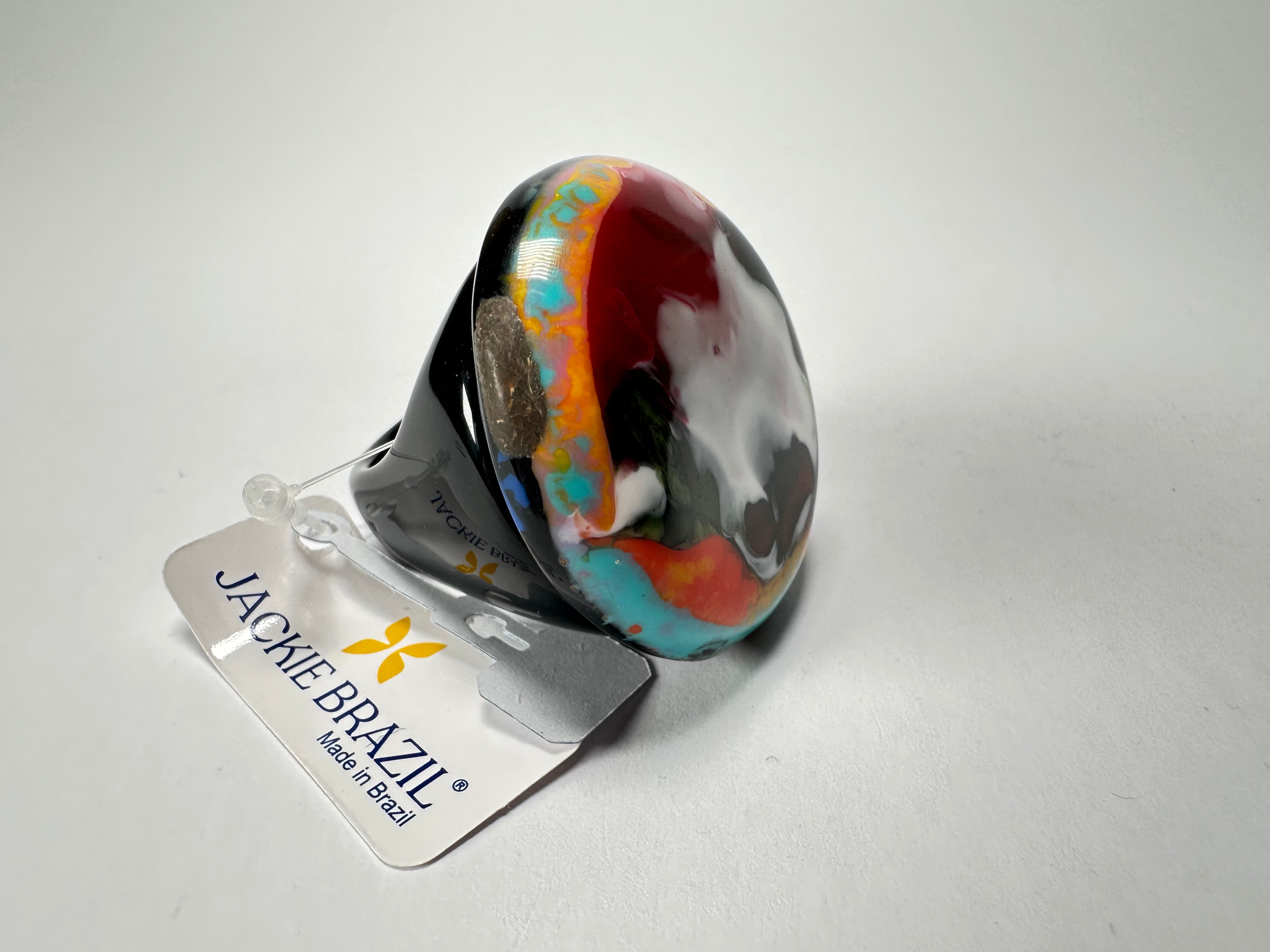 Jackie Brazil "Large Riverstone" Kandinsky Round Ring ( R3606 ) Size UK- Z+2 / US- 13.5