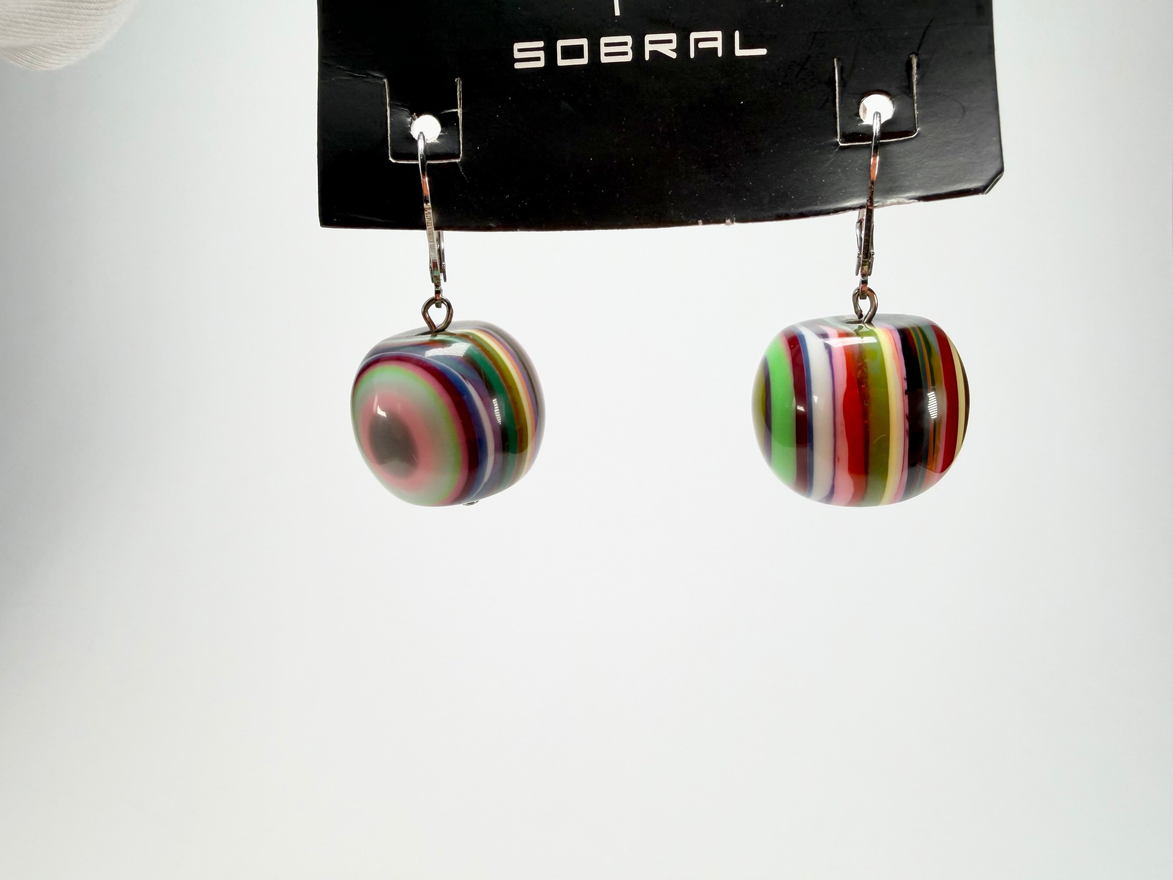Jackie Brazil "Cat Eyes" Liquorice Balls Mix Colours Short Resin Earrings ( E0960 )