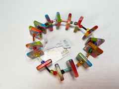 Jackie Brazil "Africa" Kandinsky Liquorice Squares & Beads Resin Bracelet ( B0189 )