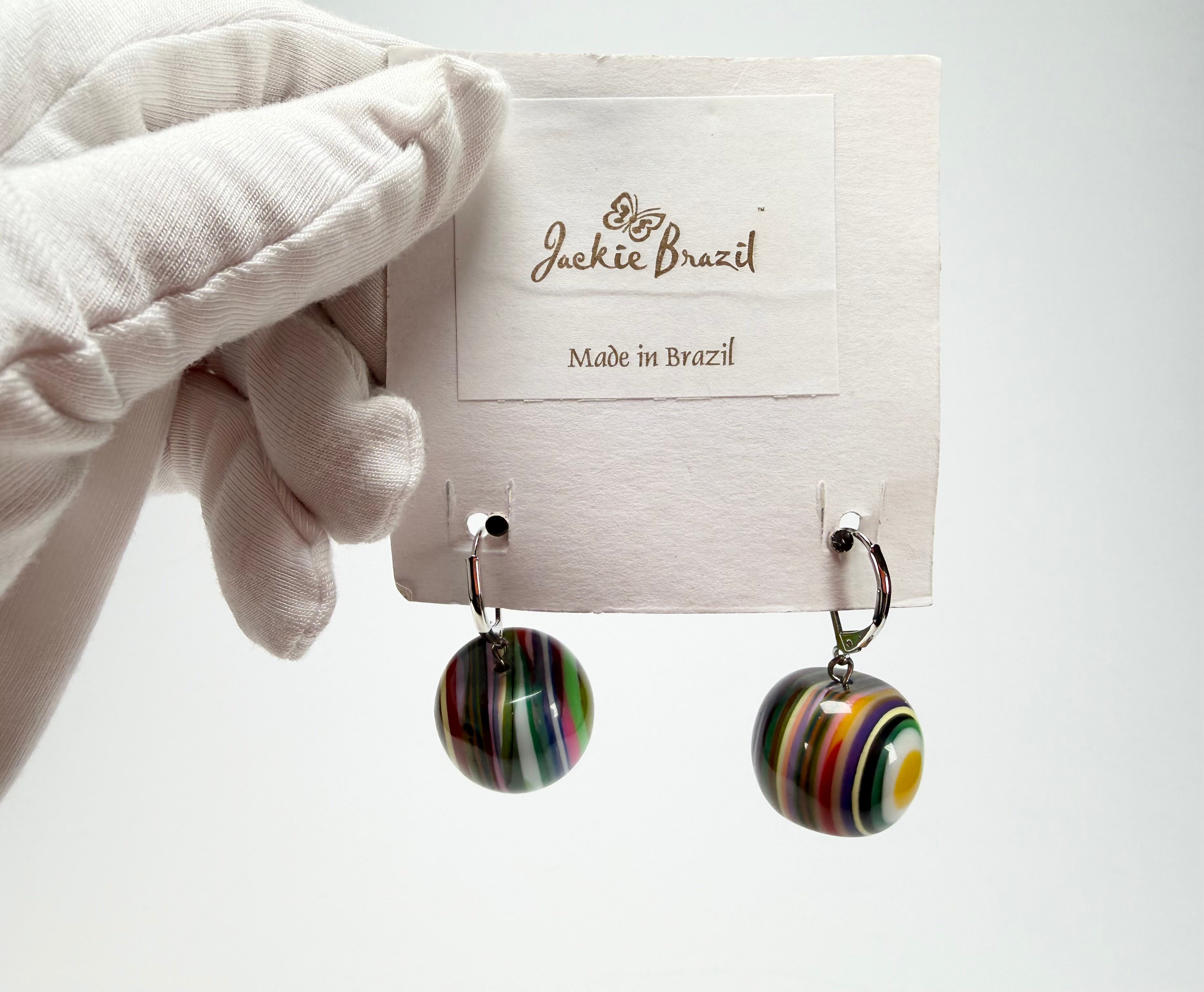 Jackie Brazil "Cat Eyes" Liquorice Balls Mix Colours Short Resin Earrings ( E0960 )
