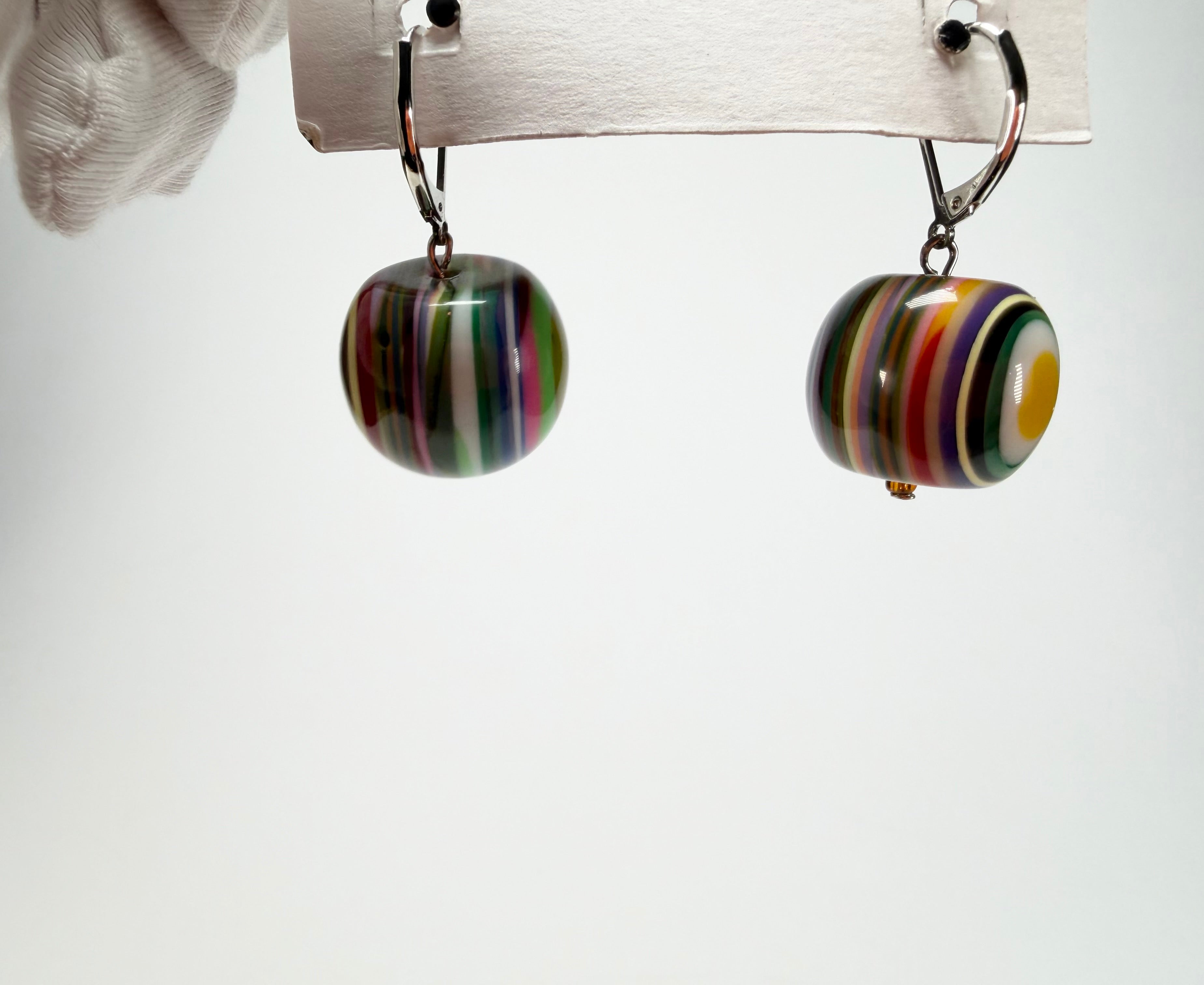 Jackie Brazil "Cat Eyes" Liquorice Balls Mix Colours Short Resin Earrings ( E0960 )