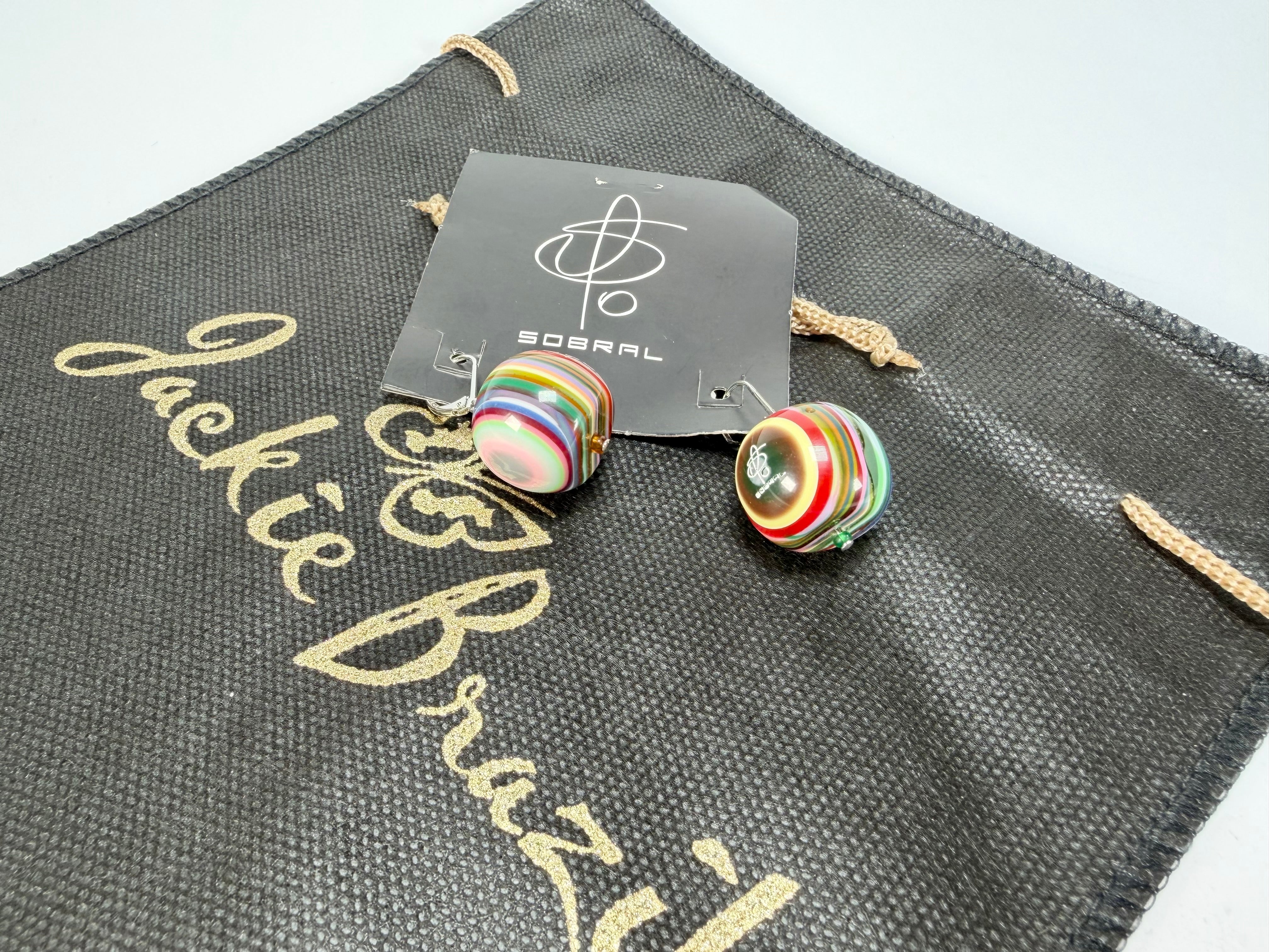 Jackie Brazil "Cat Eyes" Liquorice Balls Mix Colours Short Resin Earrings ( E0960 )