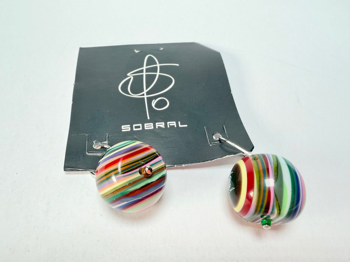 Jackie Brazil "Cat Eyes" Liquorice Balls Mix Colours Short Resin Earrings ( E0960 )