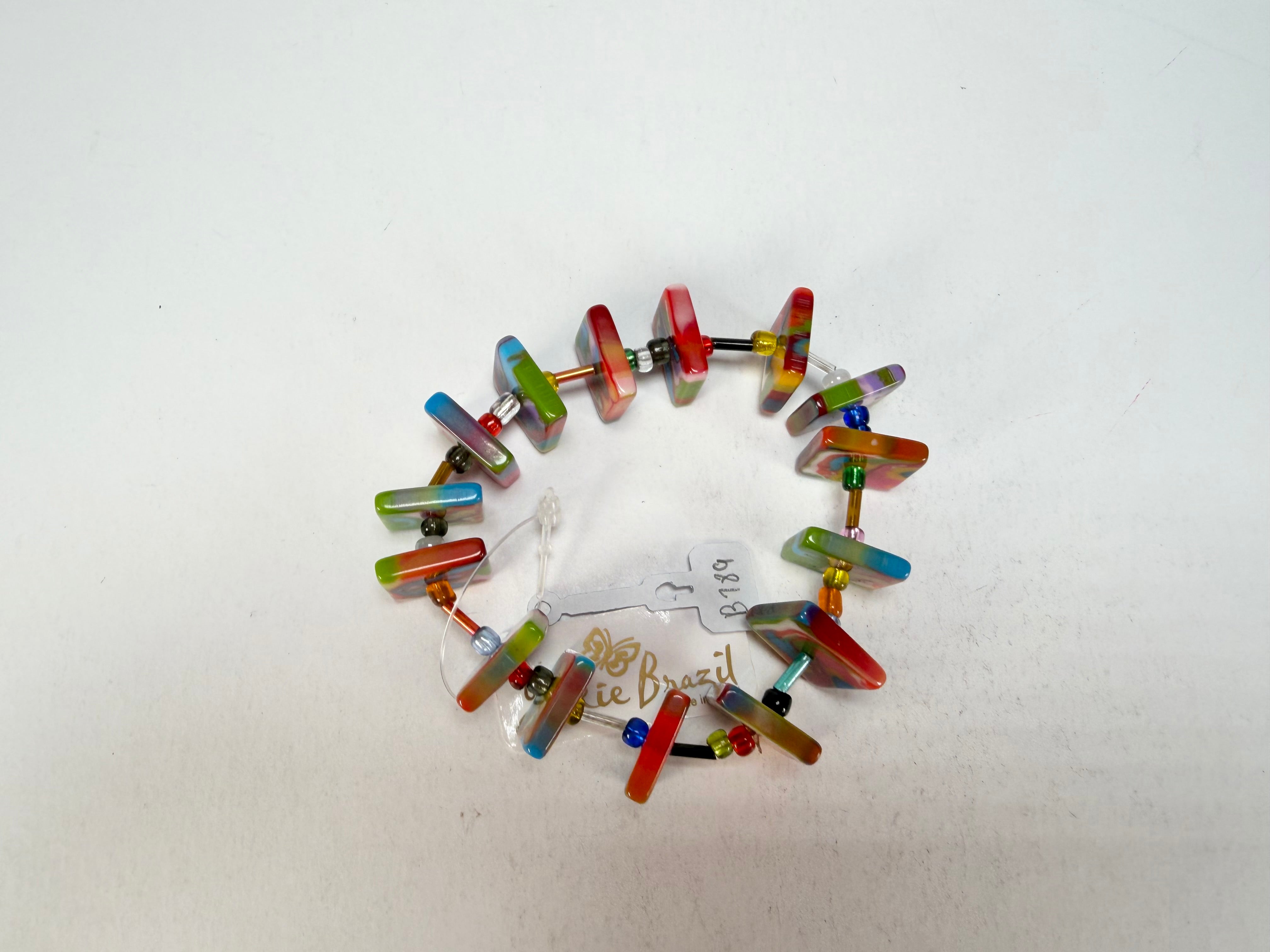 Jackie Brazil "Africa" Kandinsky Liquorice Squares & Beads Resin Bracelet ( B0189 )
